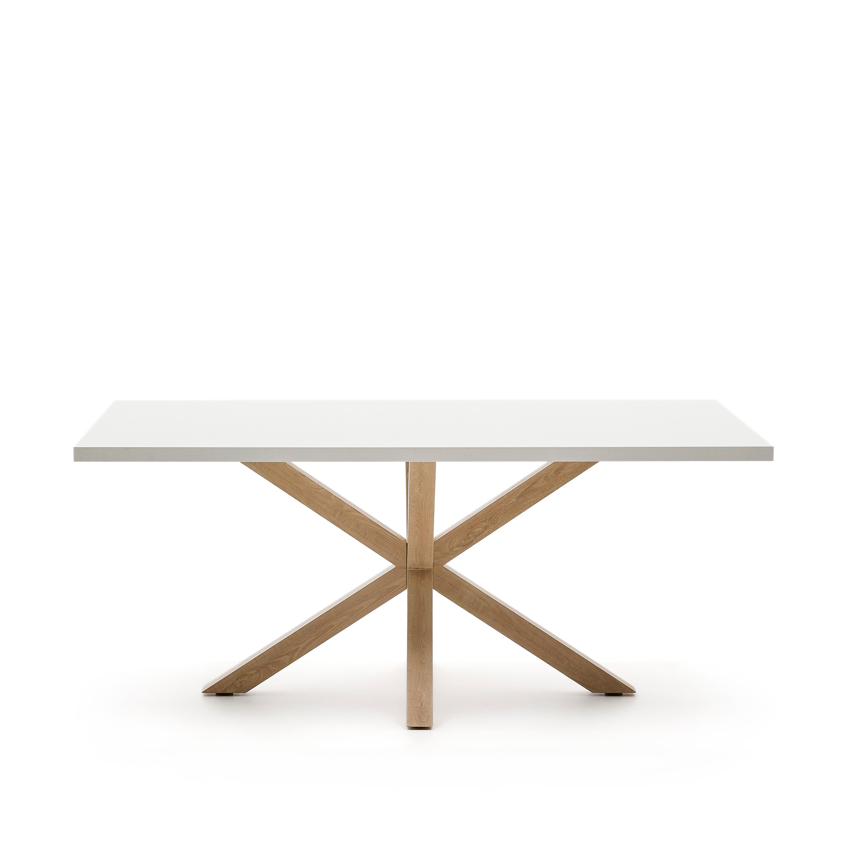 Argo asztal melaminból fehér bevonattal és fa hatású acél lábakkal, 180 x 100 cm
