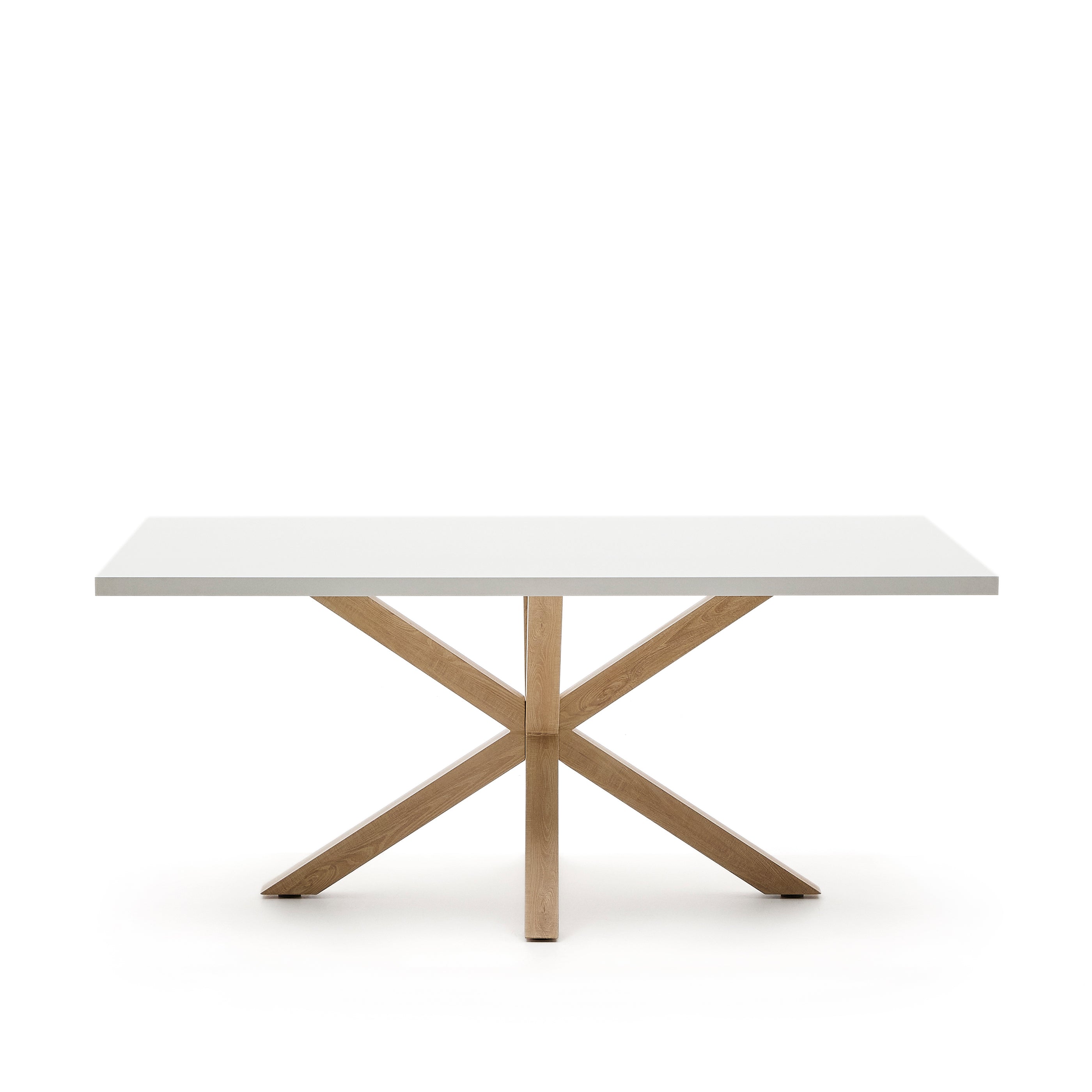 Argo table in melamine with white finish and wood-effect steel legs 180 x 100 cm - Product Image
