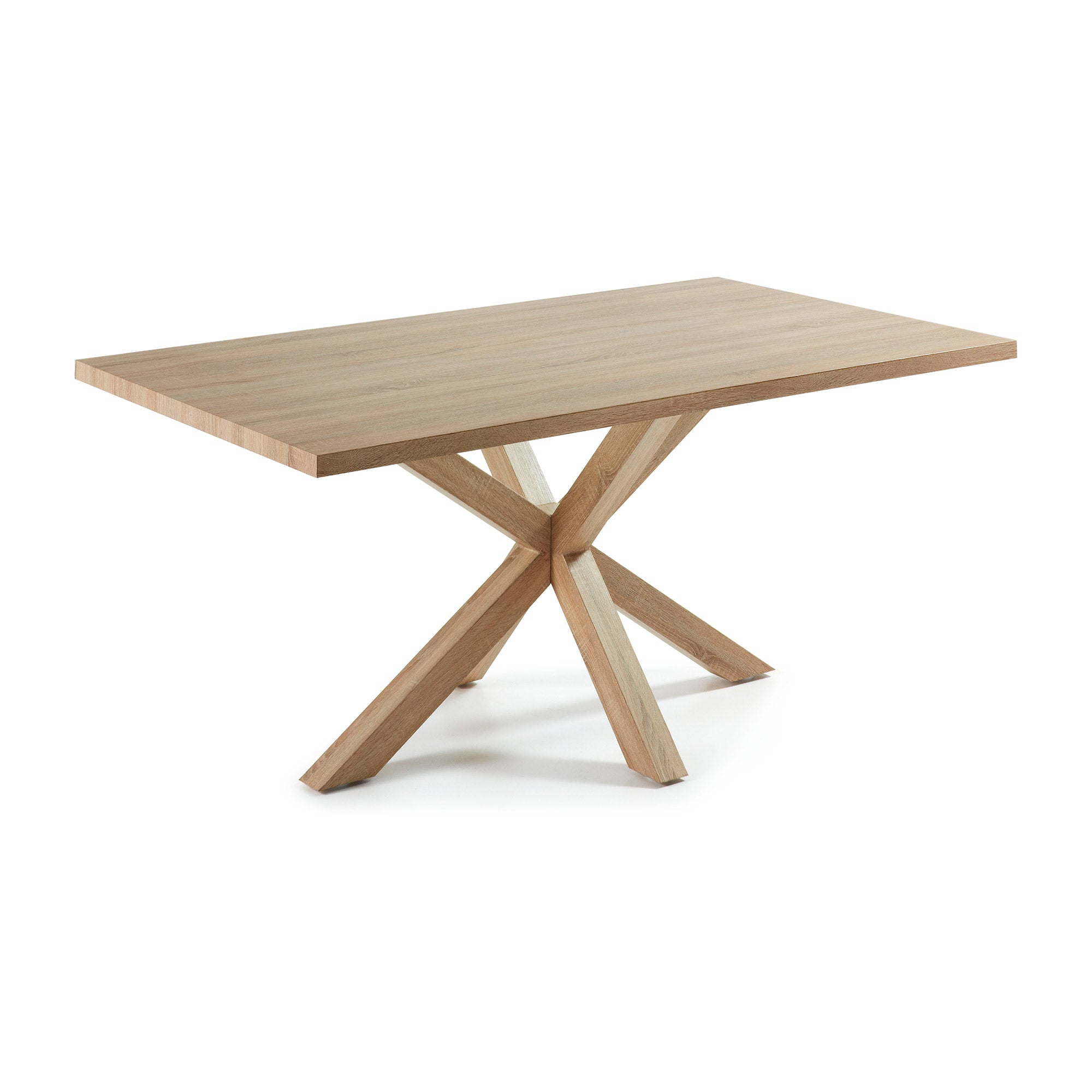 Argo table in melamine with natural finish and wood-effect steel legs 180 x 100 cm - Product Image