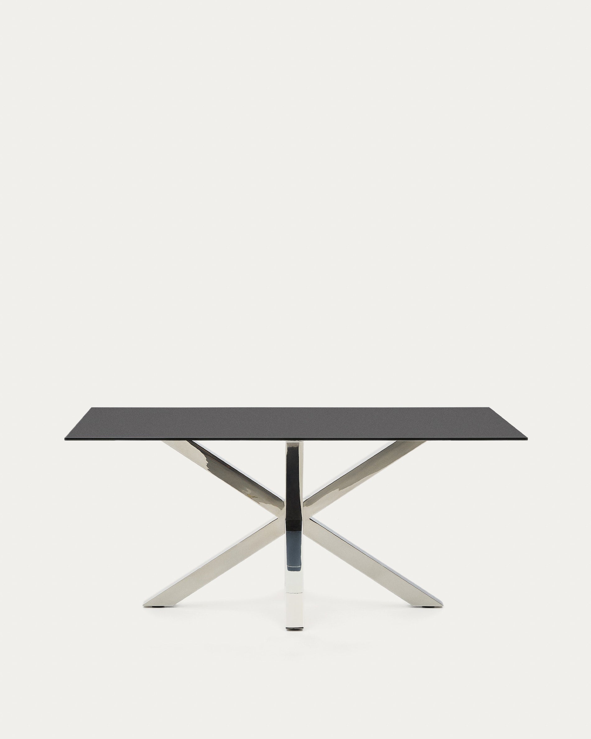 Argo asztal fagyott fekete üveggel és rozsdamentes acél lábakkal 160 x 90 cm