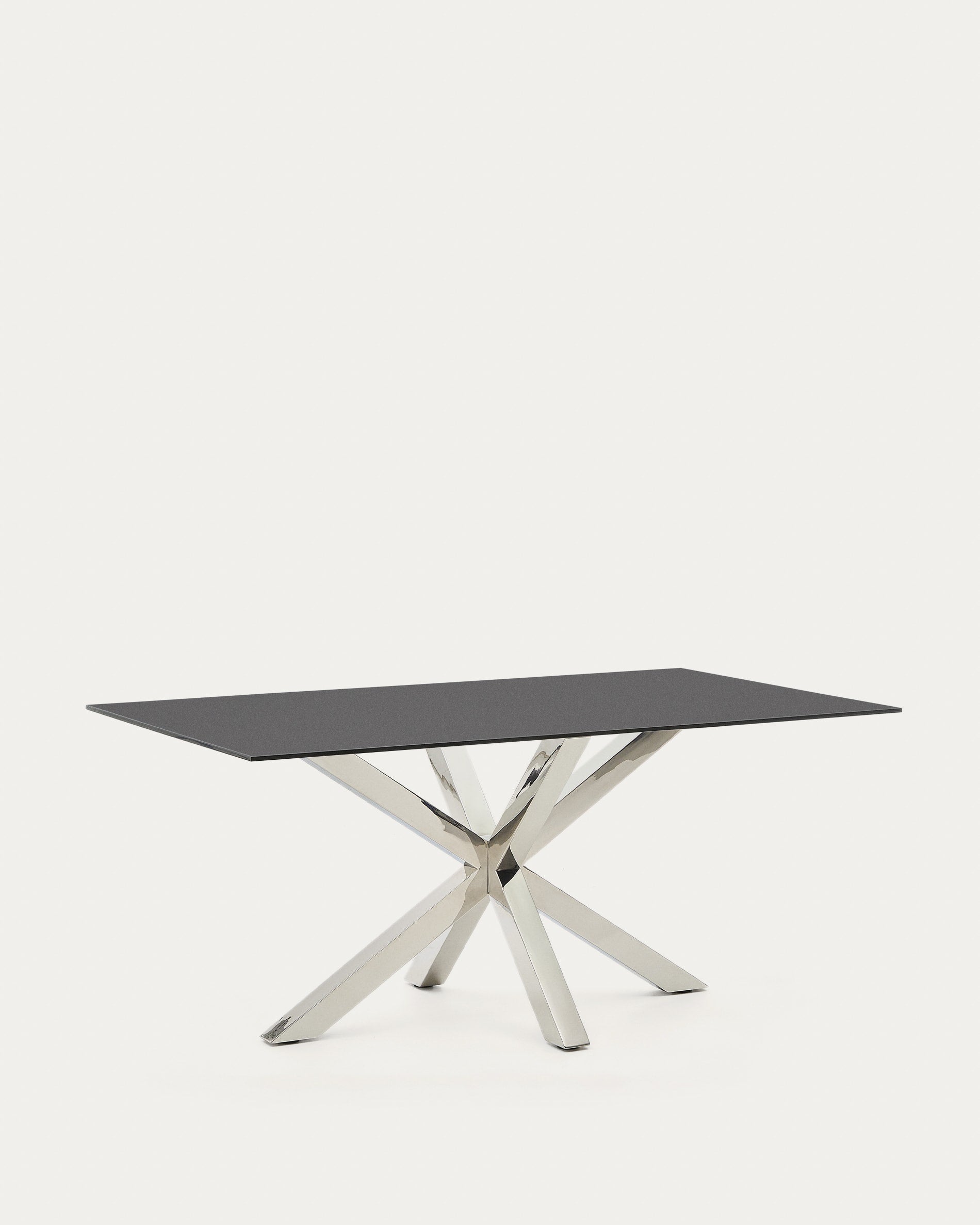 Argo asztal fagyott fekete üveggel és rozsdamentes acél lábakkal 160 x 90 cm