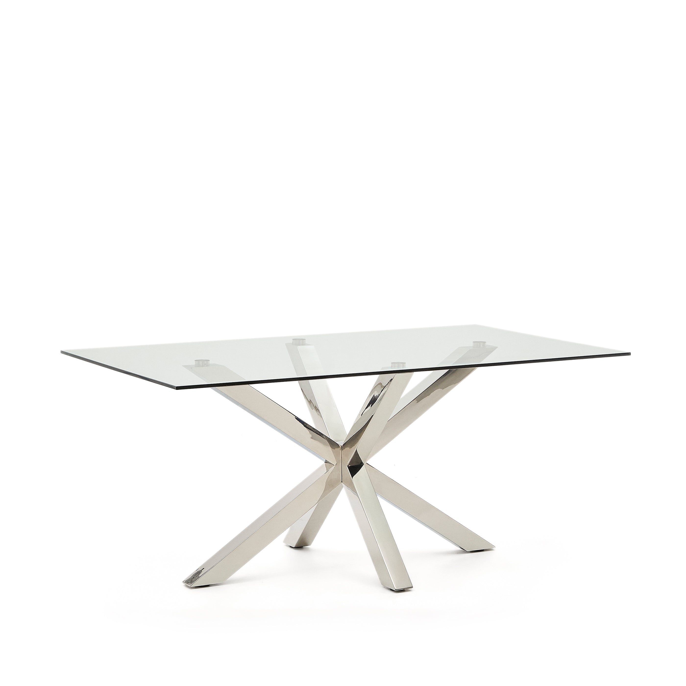 Argo glass table with stainless steel legs 160 x 90 cm - Product Image