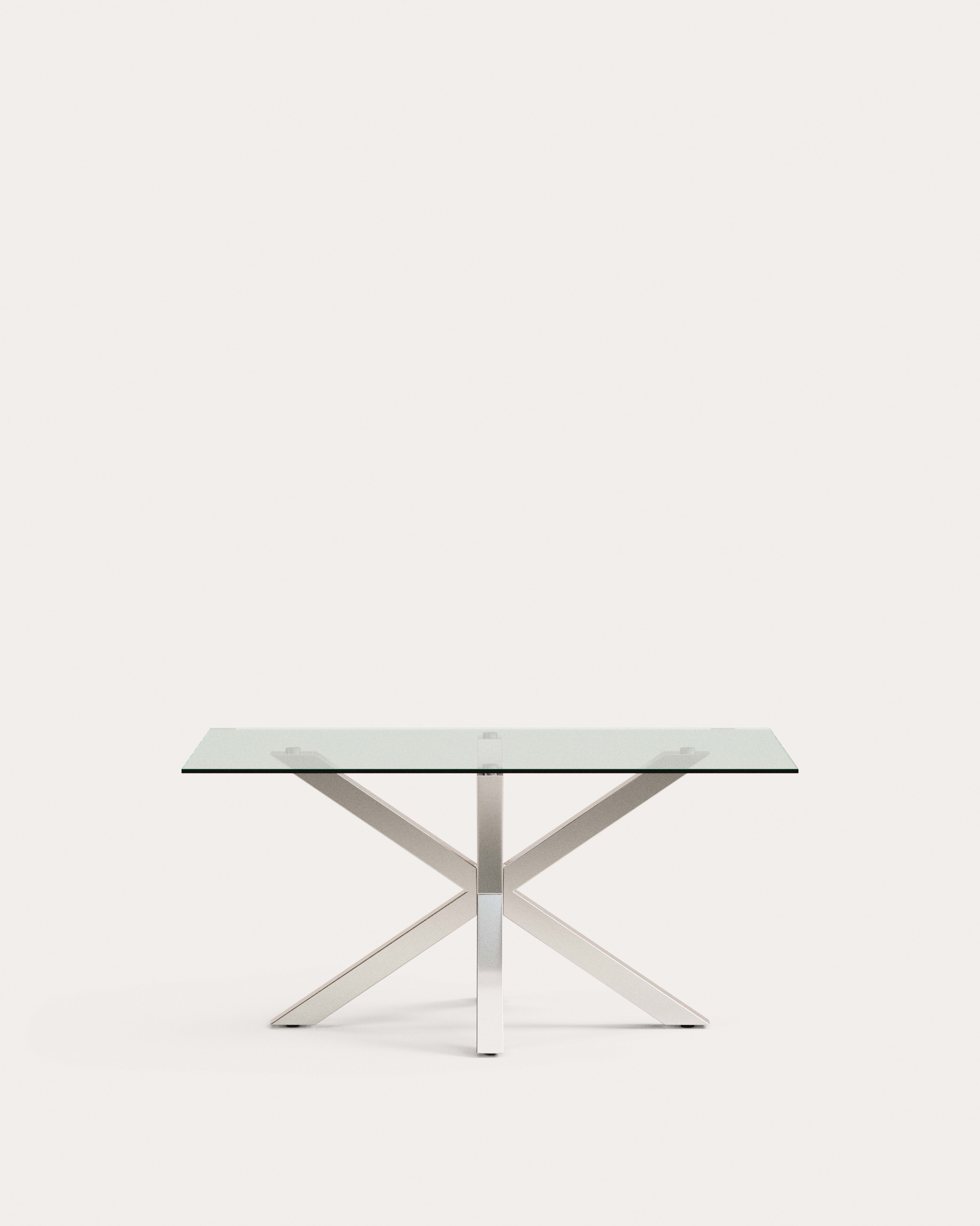 Argo glass table with stainless steel legs 160 x 90 cm - Product View