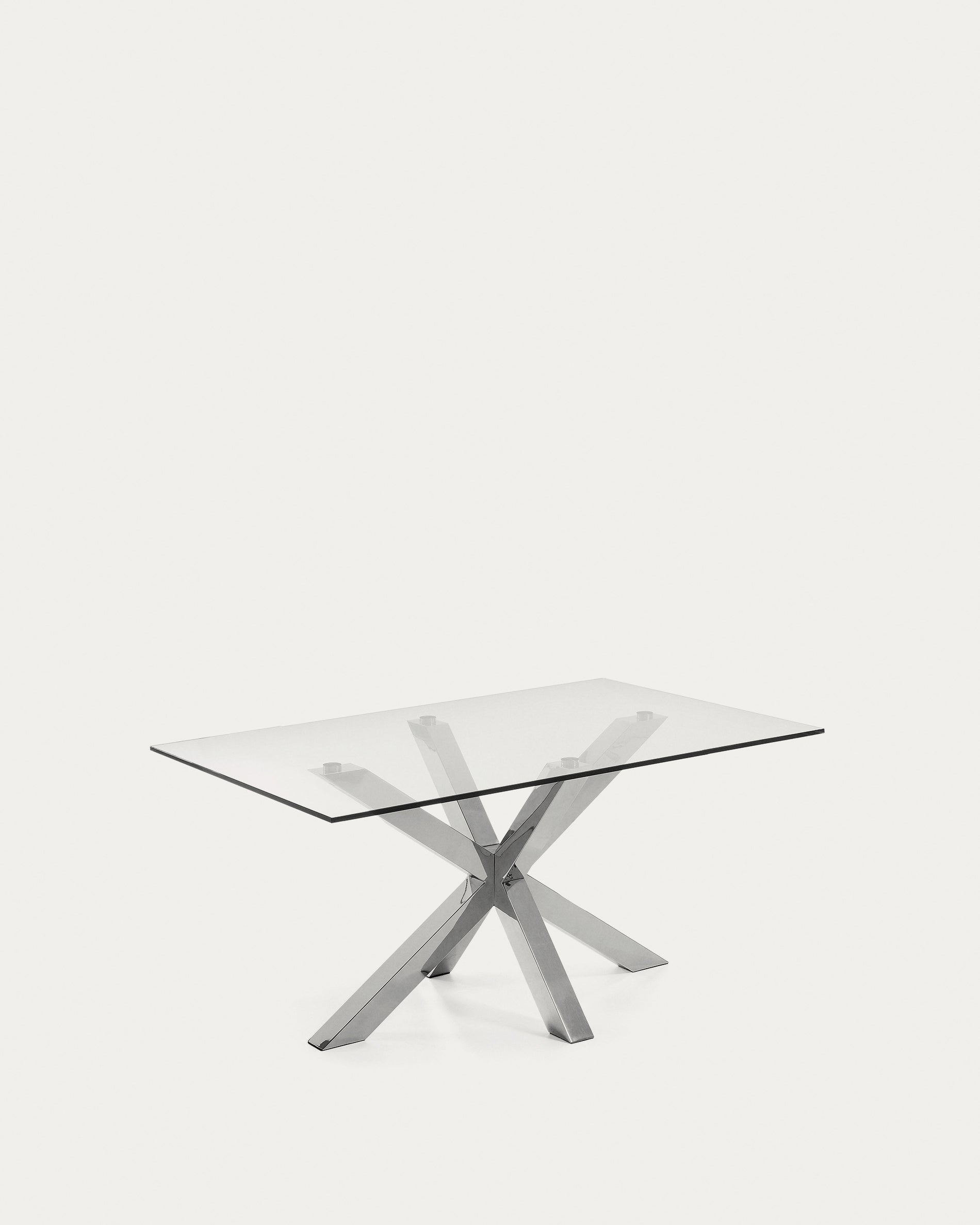 Argo glass table with stainless steel legs 160 x 90 cm - Product View