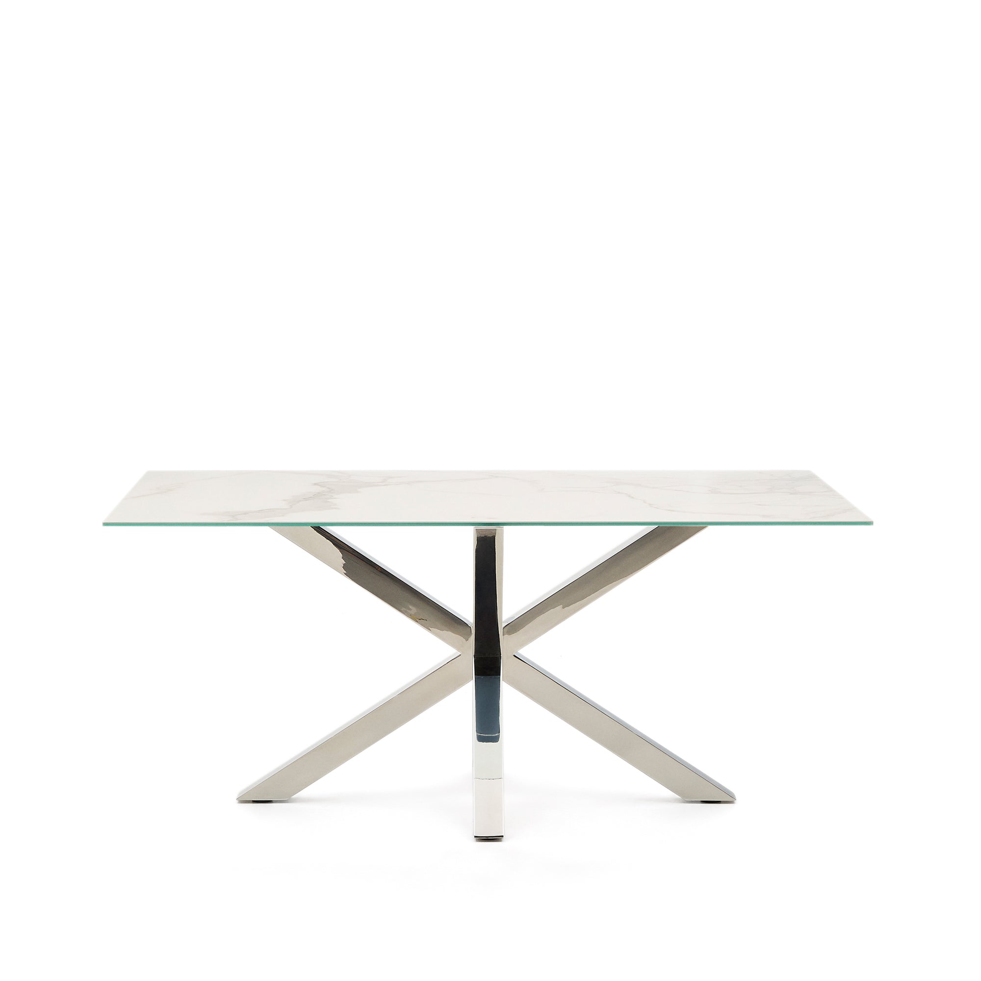 Argo table in white Kalos porcelain and stainless steel legs, 160 x 90 cm - Product Image