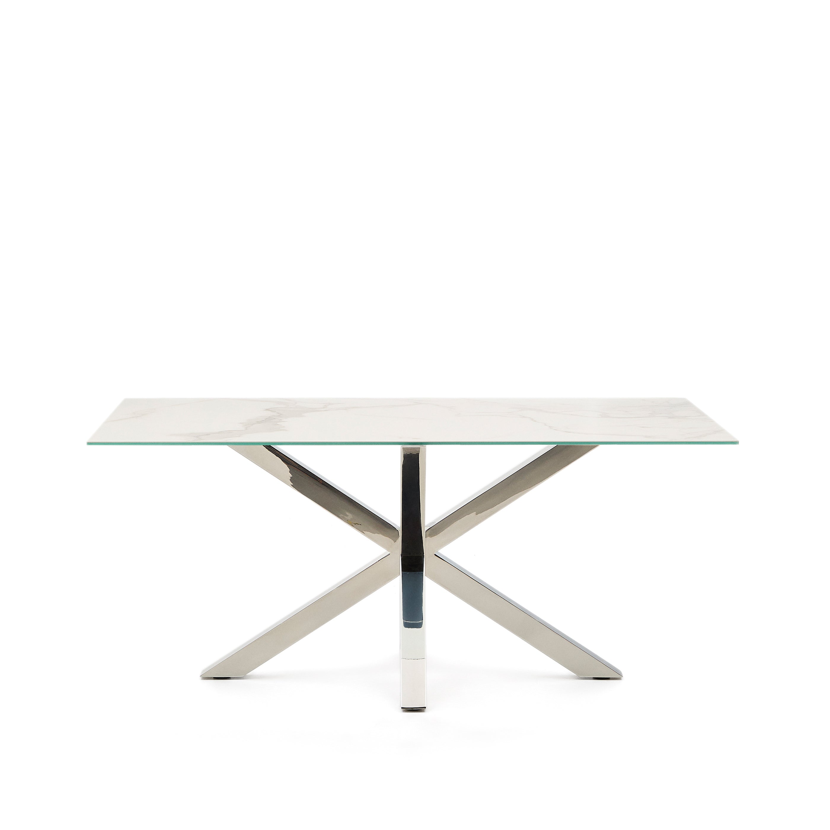 Argo table in white Kalos porcelain and stainless steel legs, 160 x 90 cm - Product Image