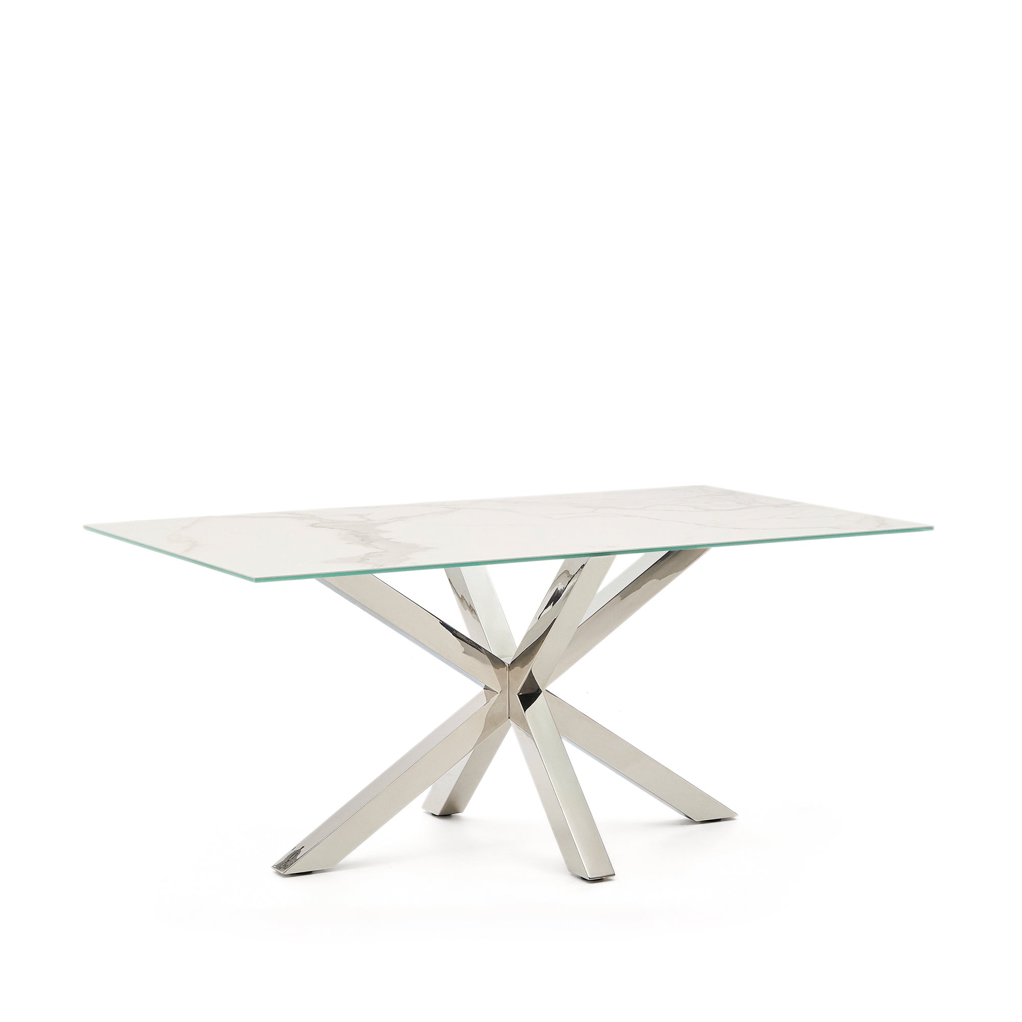 Argo table in white Kalos porcelain and stainless steel legs, 160 x 90 cm - Product Image