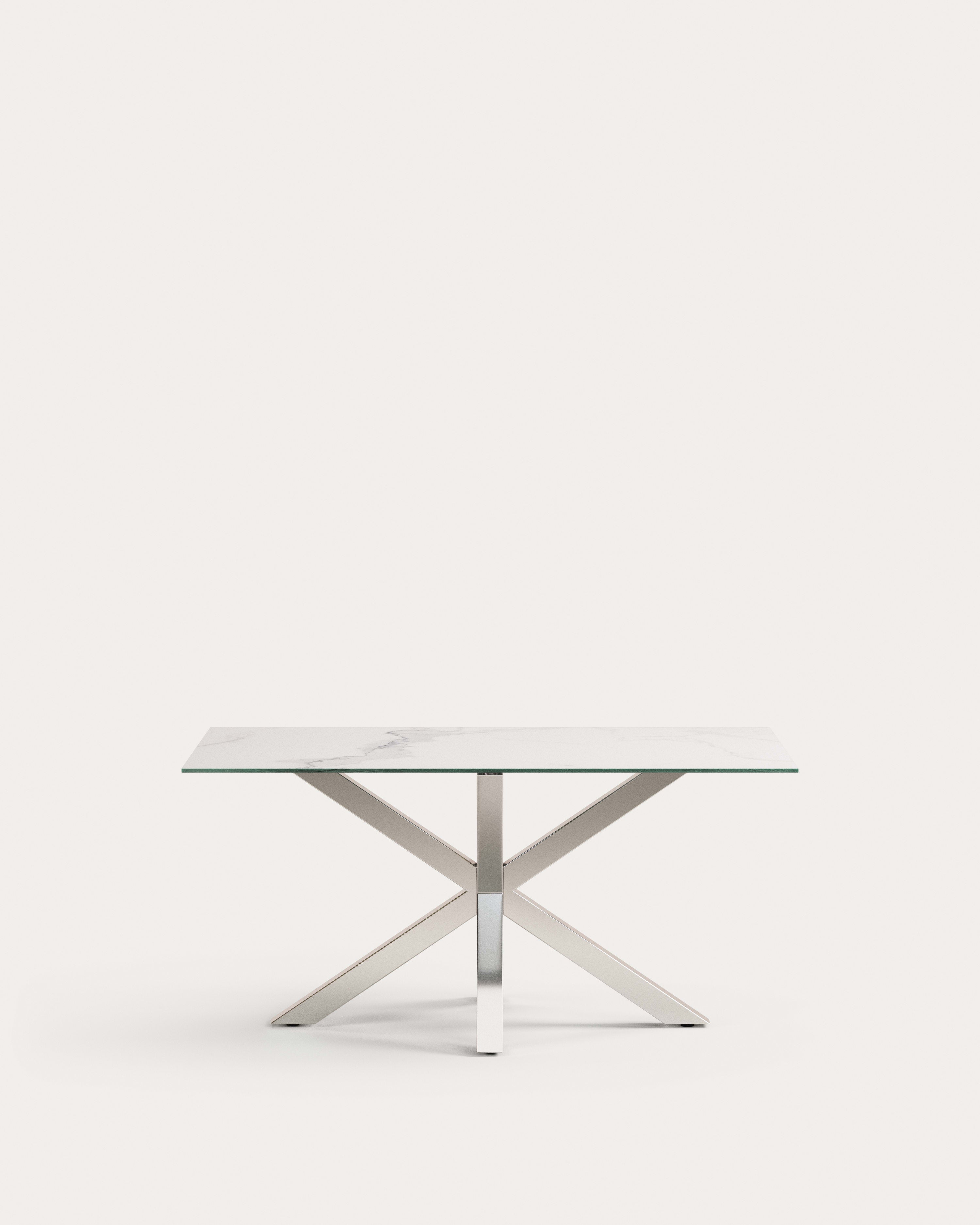 Argo table in white Kalos porcelain and stainless steel legs, 160 x 90 cm - Product View