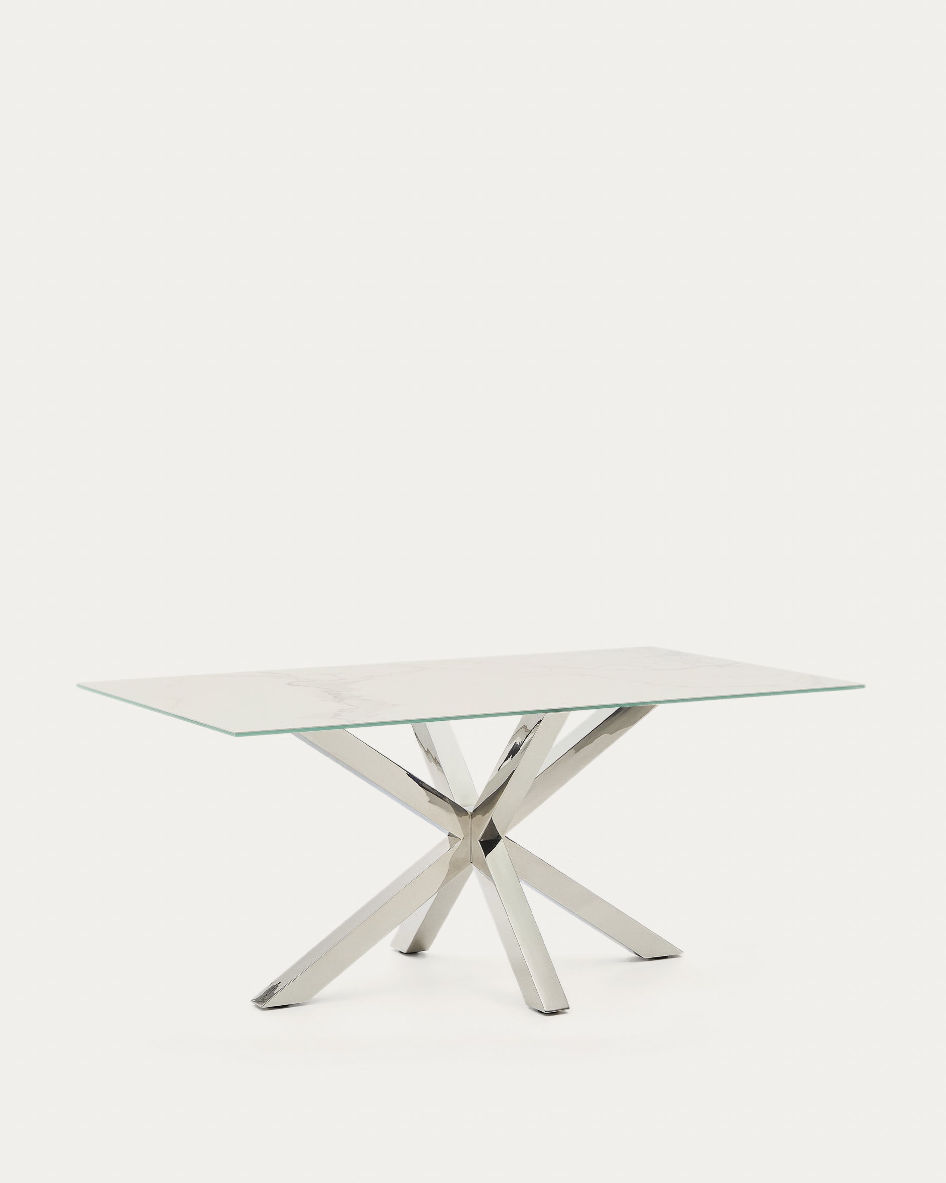Argo table in white Kalos porcelain and stainless steel legs, 160 x 90 cm - Product View