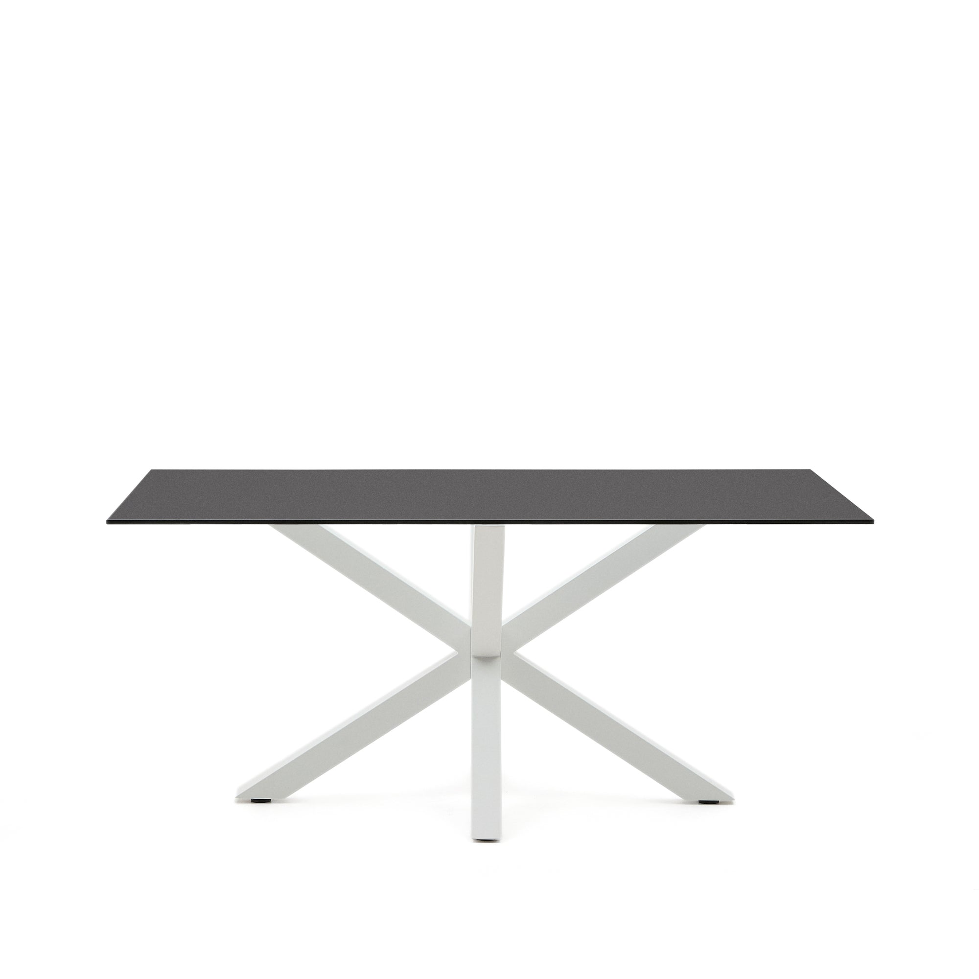 Argo table in frosted black glass and steel legs with black finish 160 x 90 cm - Product Image