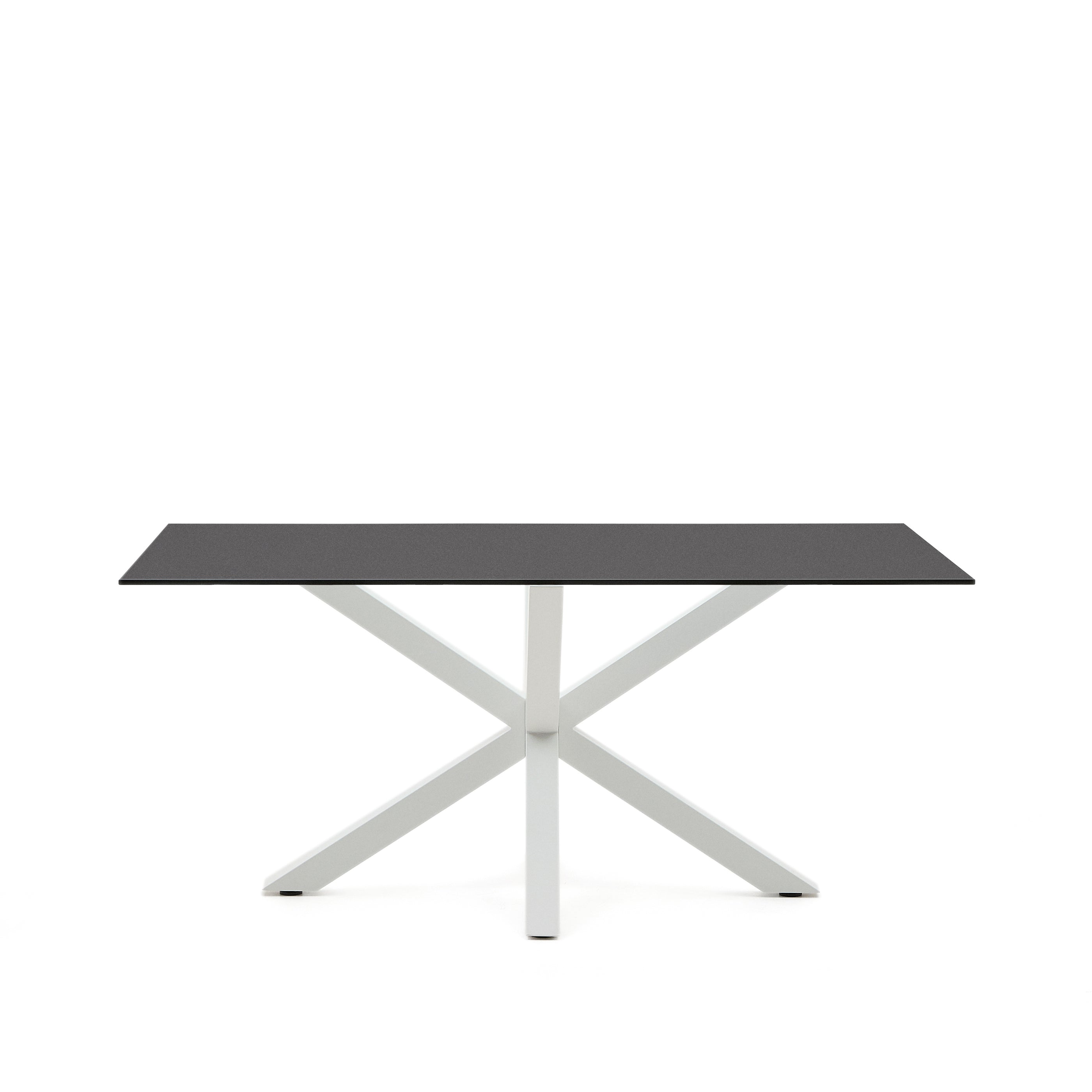 Argo table in frosted black glass and steel legs with black finish 160 x 90 cm - Product Image