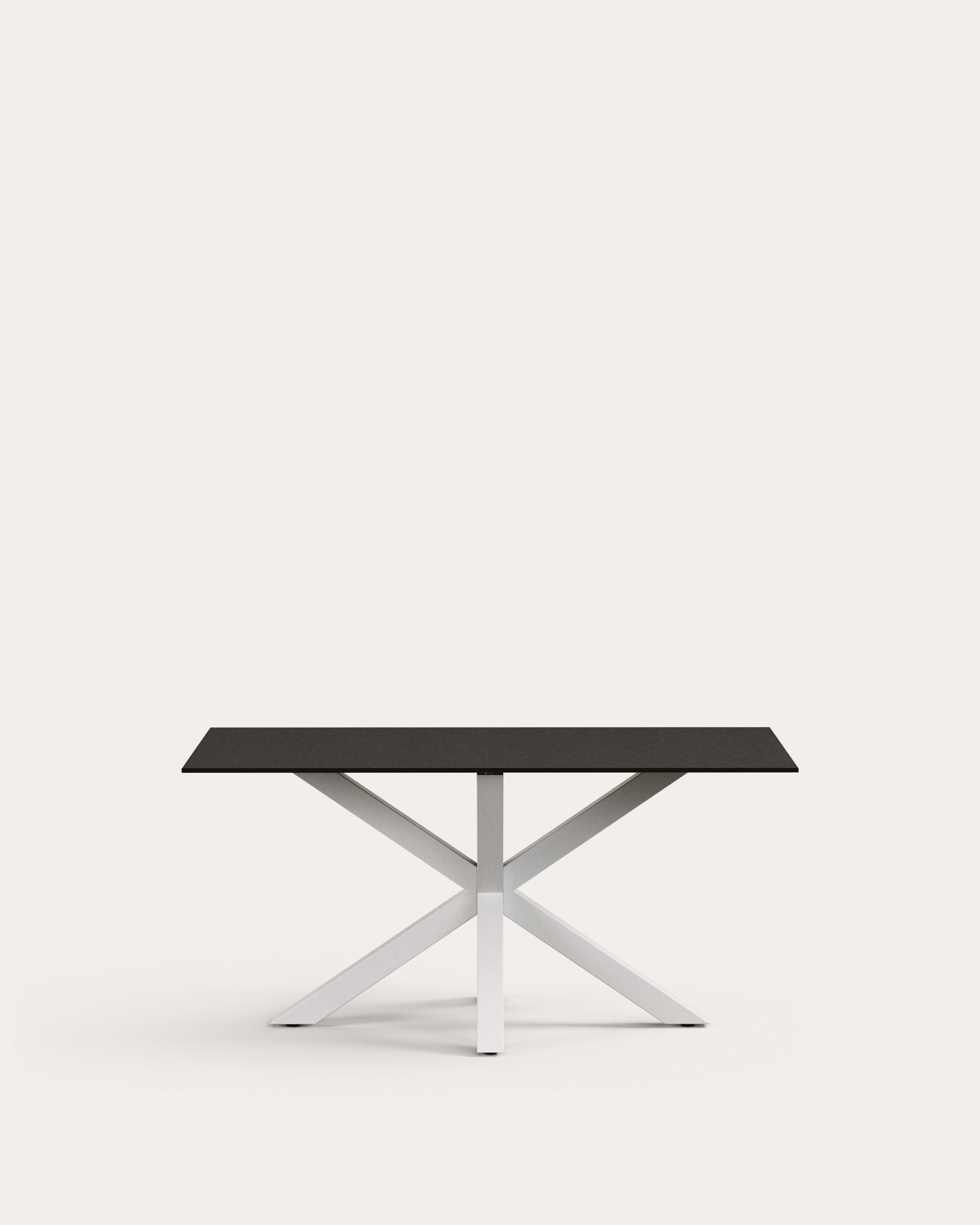 Argo table in frosted black glass and steel legs with black finish 160 x 90 cm - Product View