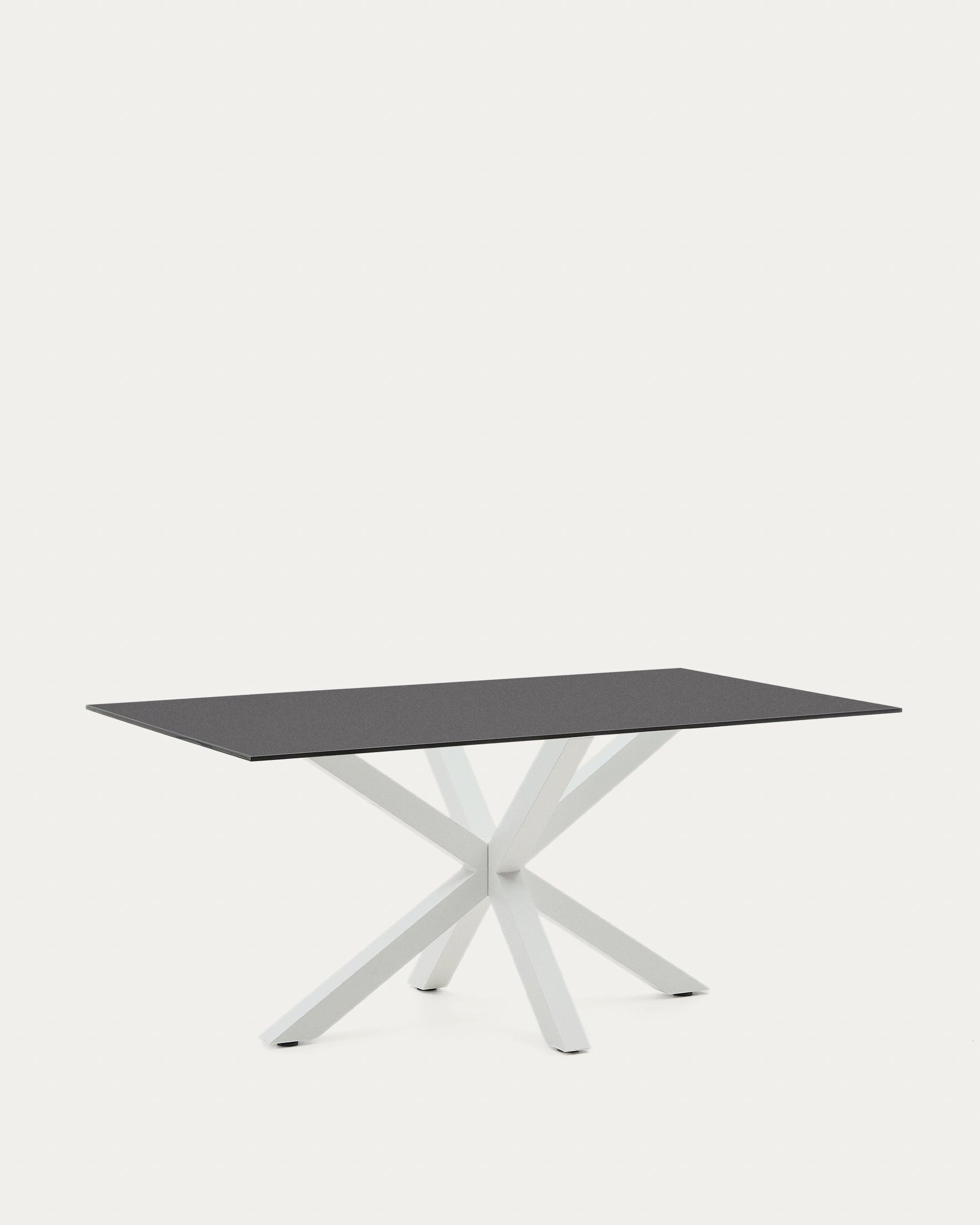 Argo table in frosted black glass and steel legs with black finish 160 x 90 cm - Product View