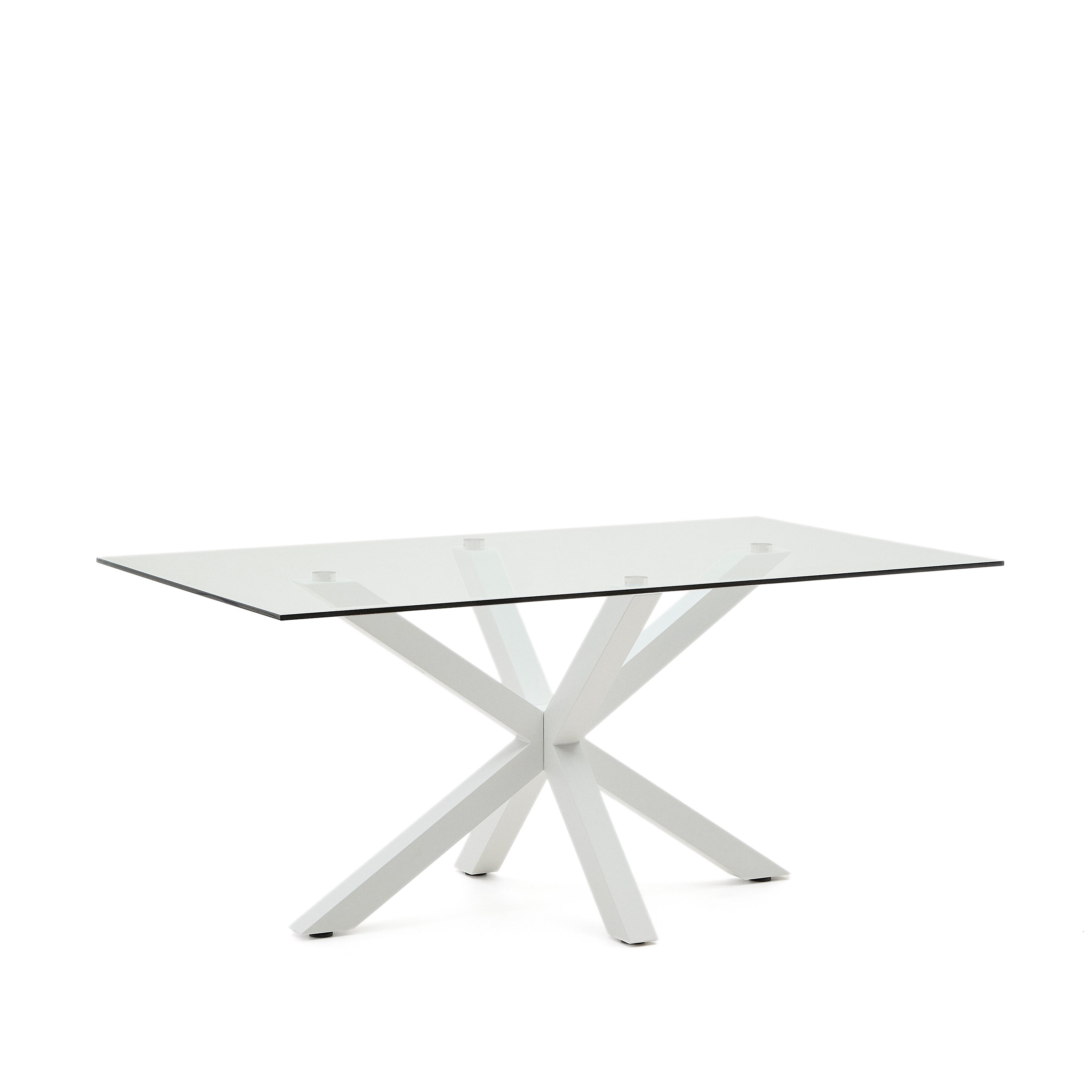 Argo glass table with steel legs with white finish 160 x 90 cm - Product Image