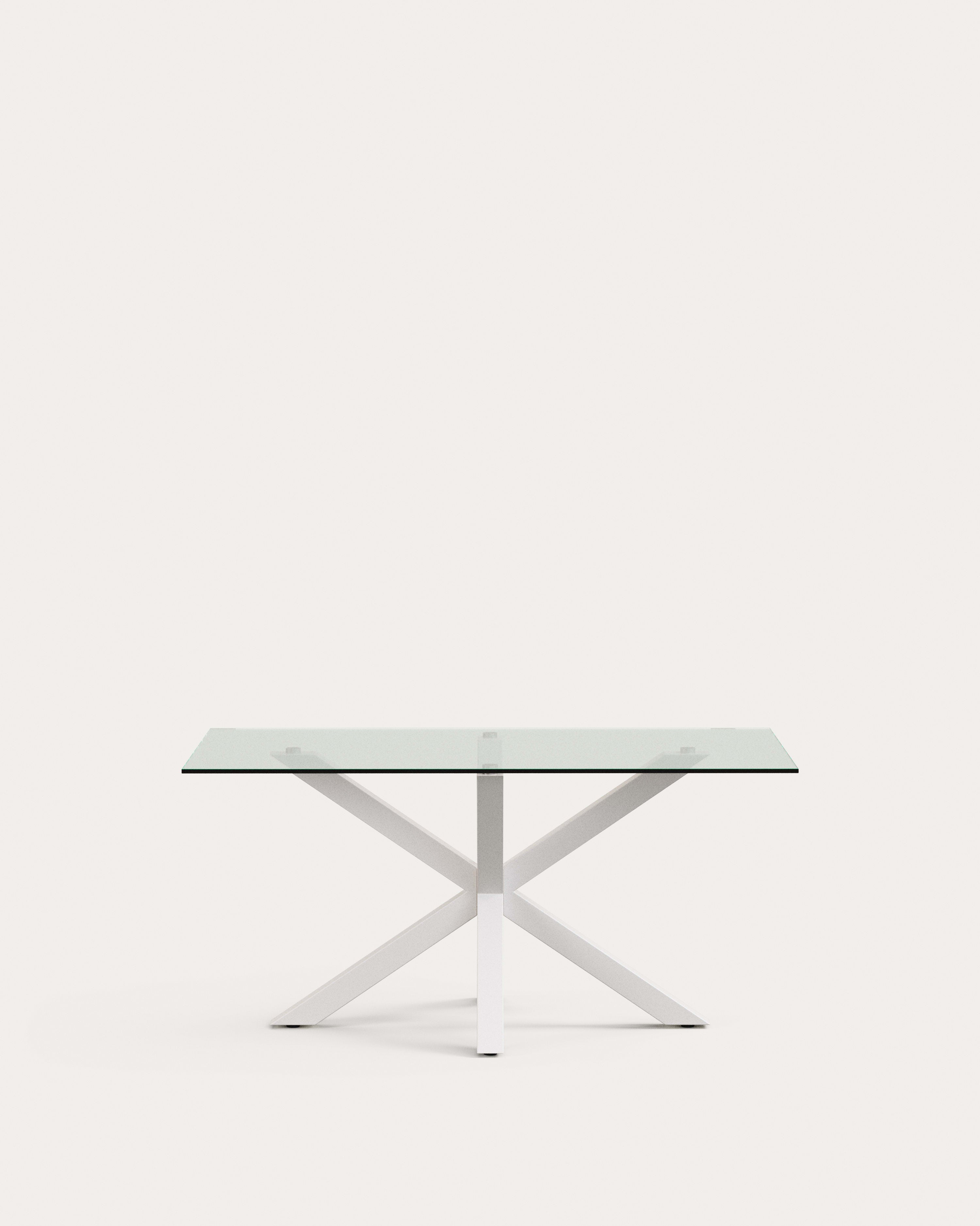 Argo glass table with steel legs with white finish 160 x 90 cm - Product View
