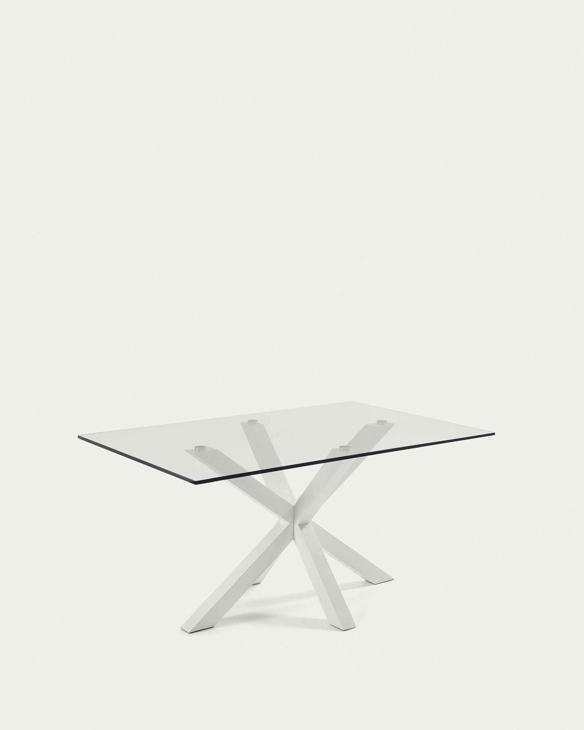 Argo glass table with steel legs with white finish 160 x 90 cm - Product View