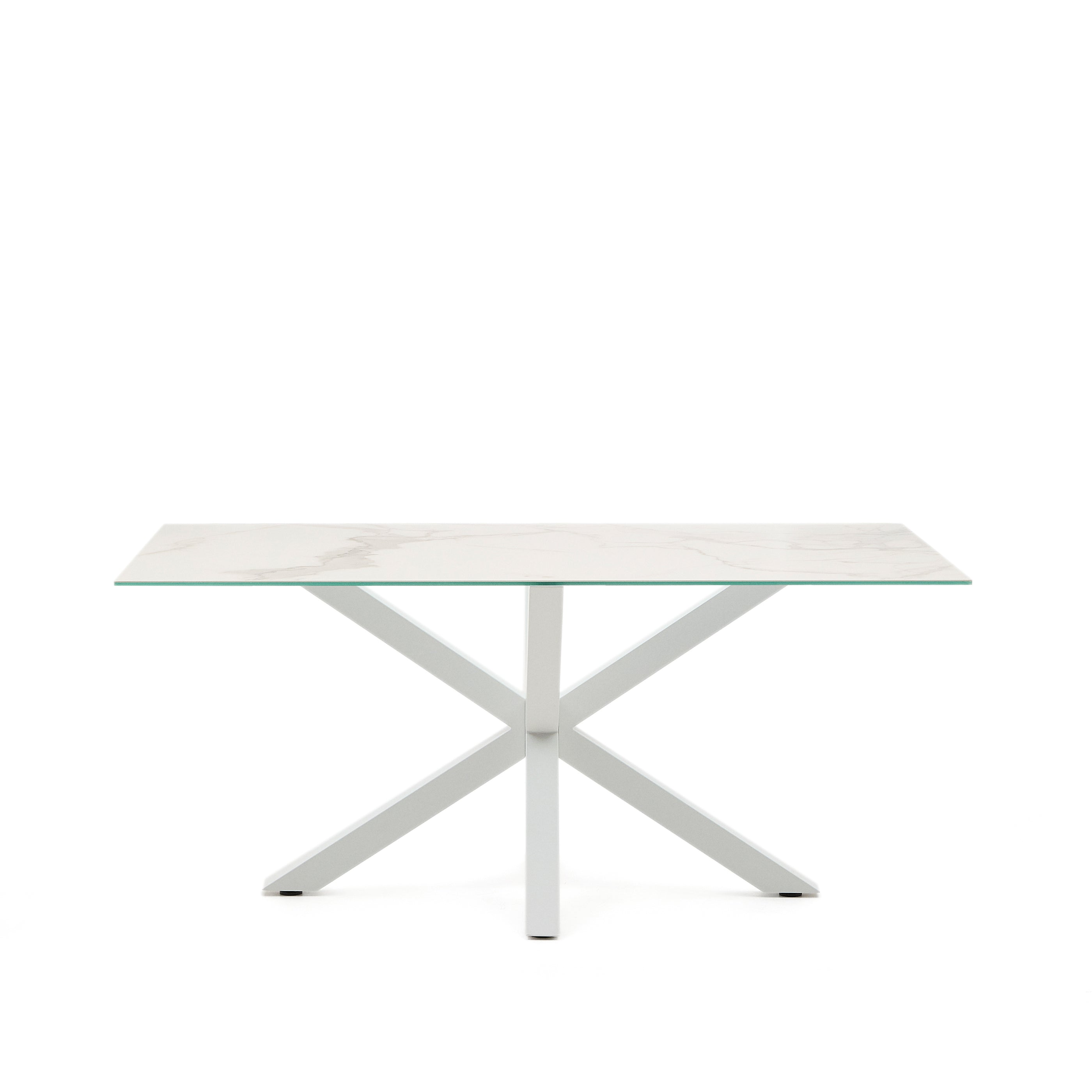 Argo table in white Kalos porcelain and steel legs with white finish, 160 x 90 cm - Product Image