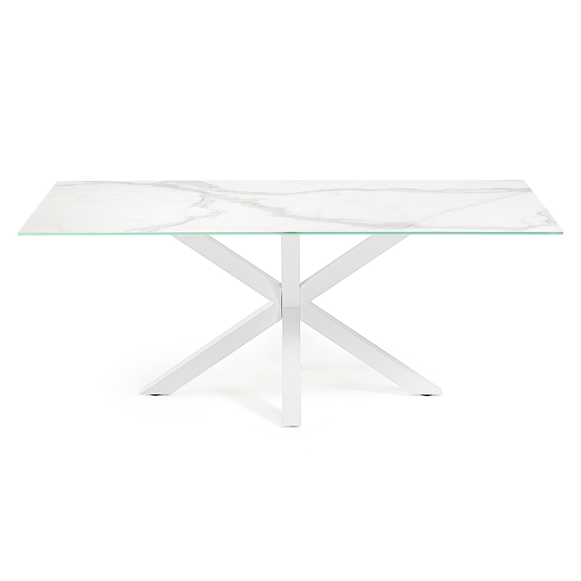 Argo table in white Kalos porcelain and steel legs with white finish, 160 x 90 cm - Product Image