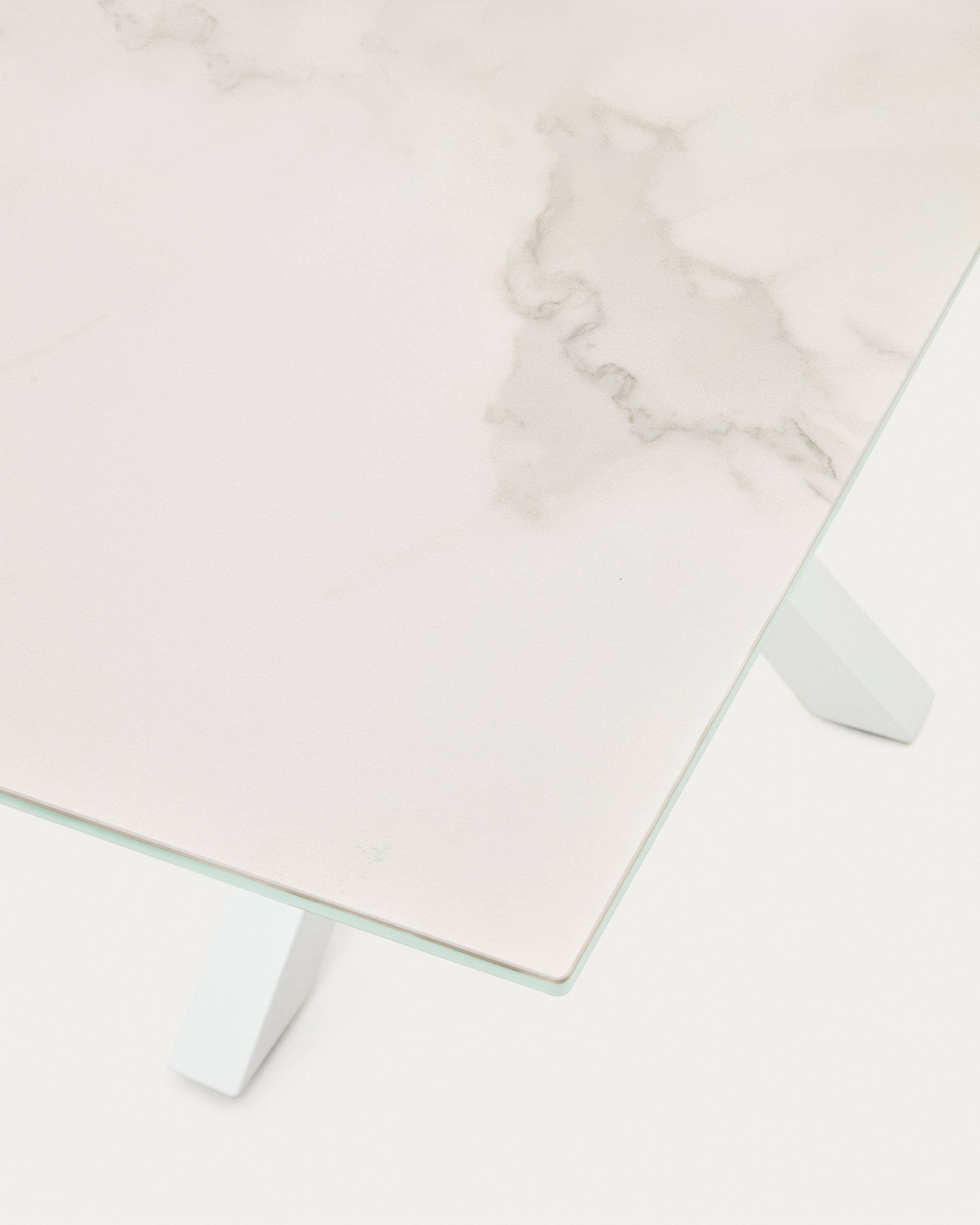 Argo table in white Kalos porcelain and steel legs with white finish, 160 x 90 cm