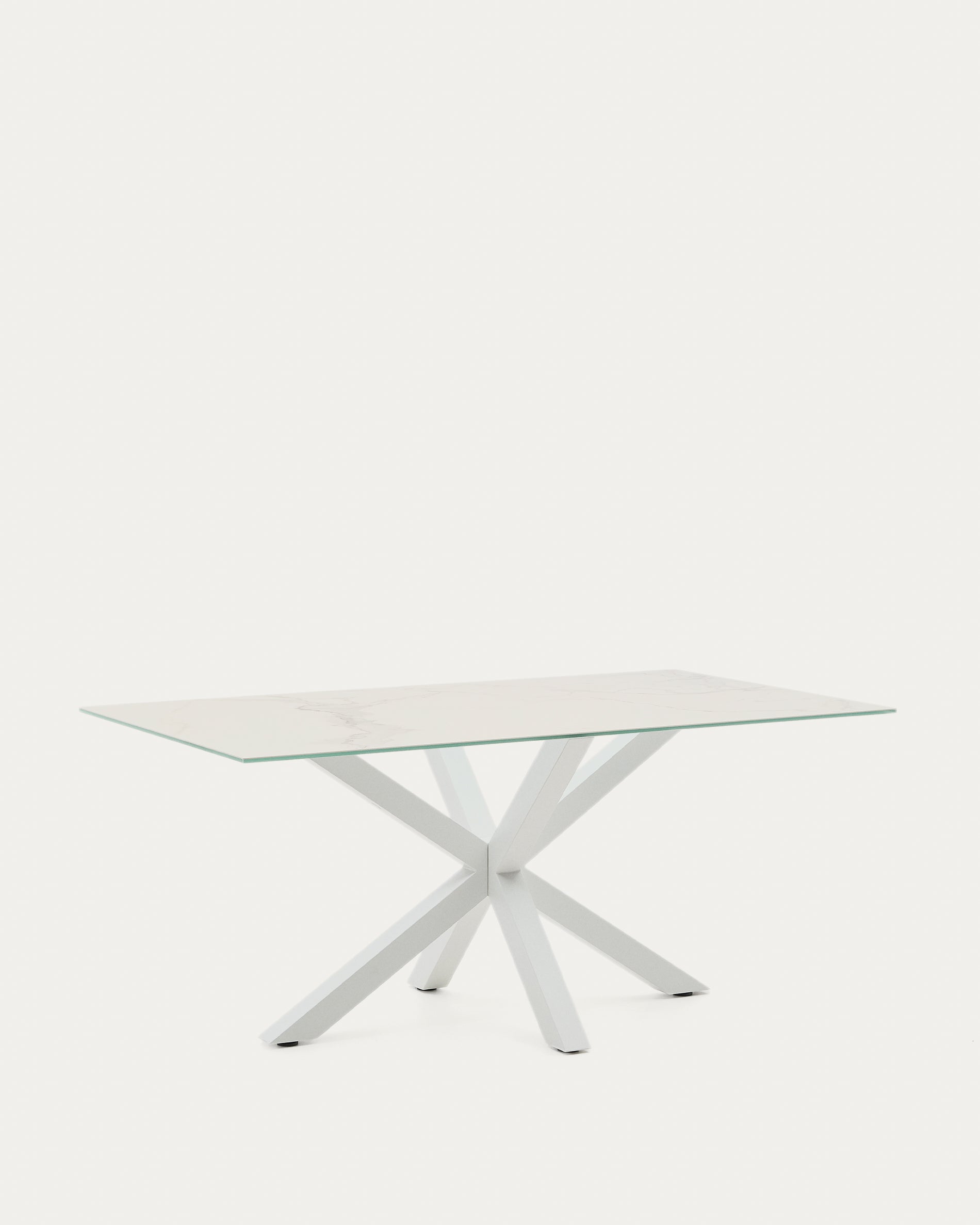 Argo asztal fehér Kalos porcelánból és acél lábakkal fehér befejezéssel, 160 x 90 cm