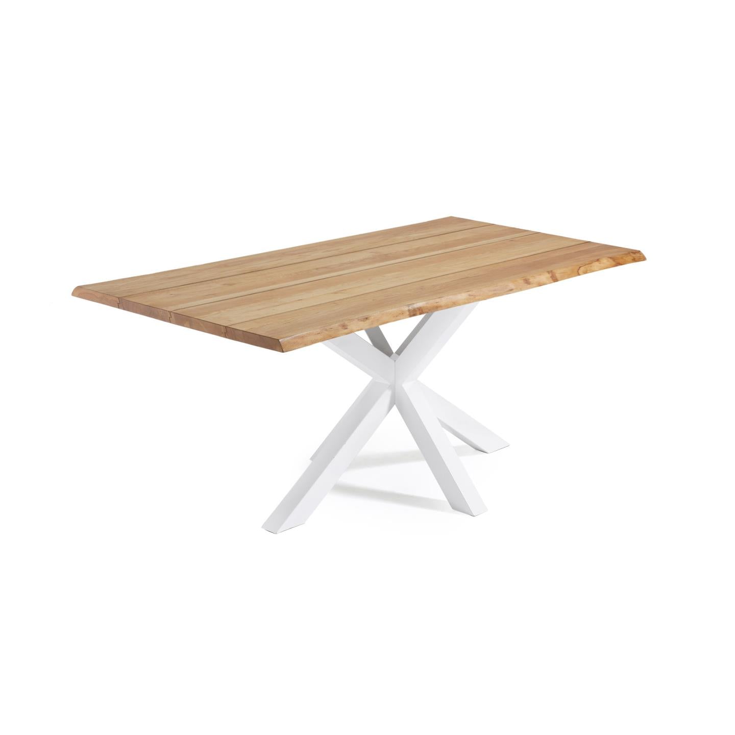Argo oak veneer table with natural finish and steel legs with white finish 160 x 90 cm - Product Image