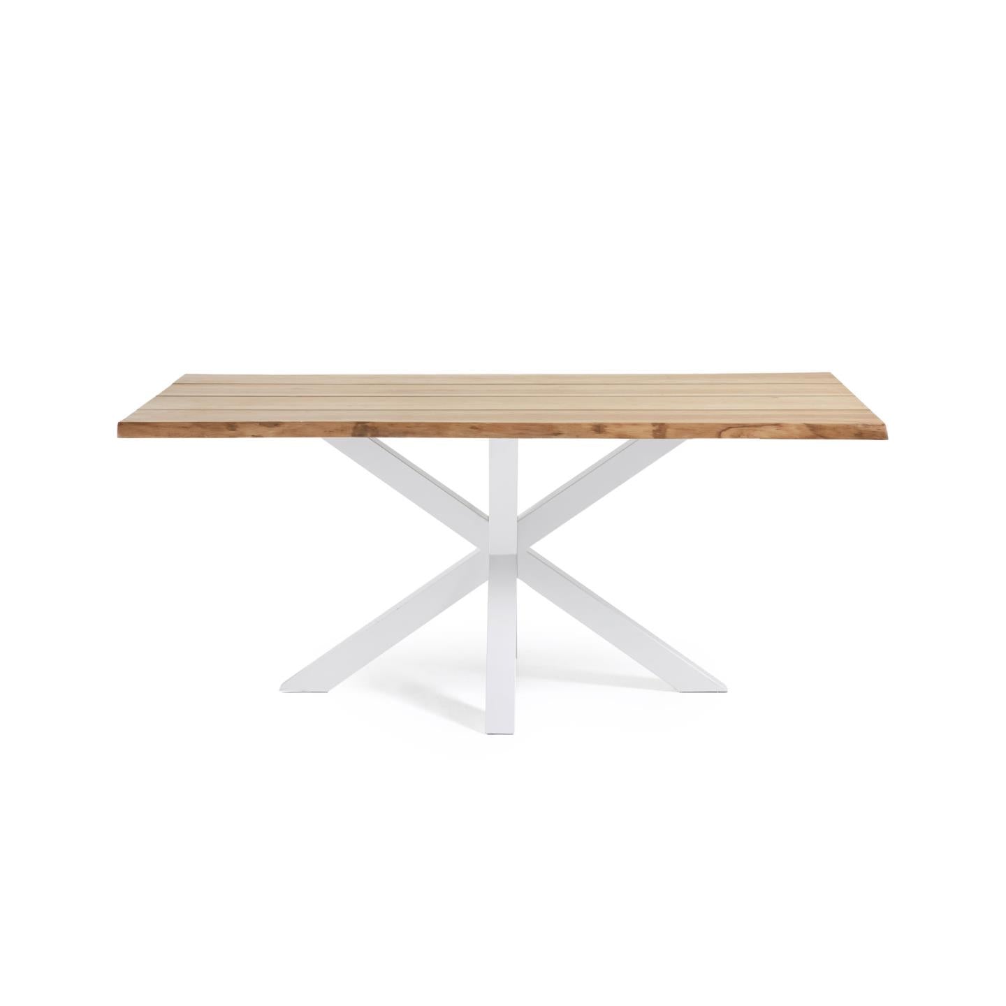 Argo oak veneer table with natural finish and steel legs with white finish 160 x 90 cm - Product Image