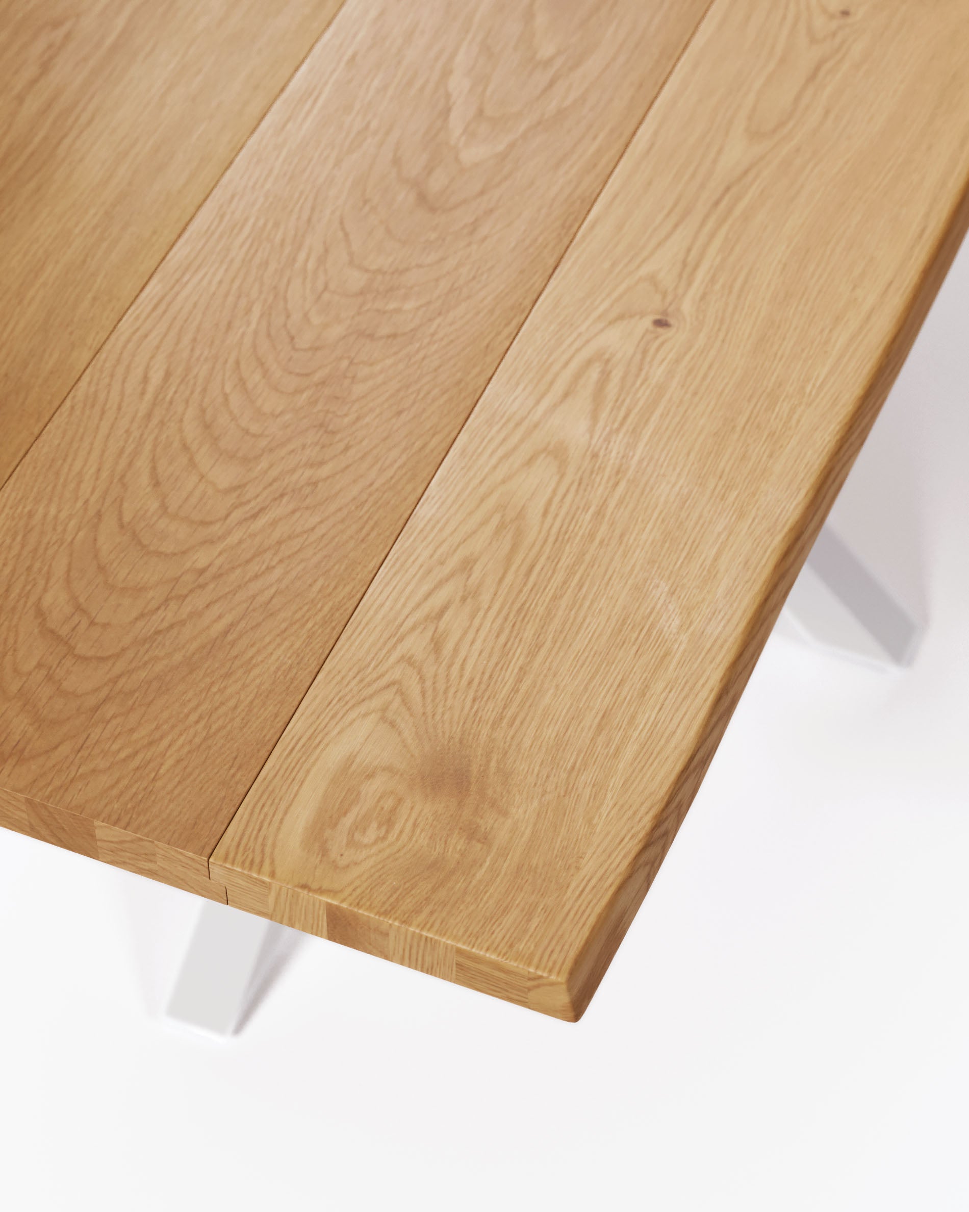 Argo oak veneer table with natural finish and steel legs with white finish 160 x 90 cm - Detail