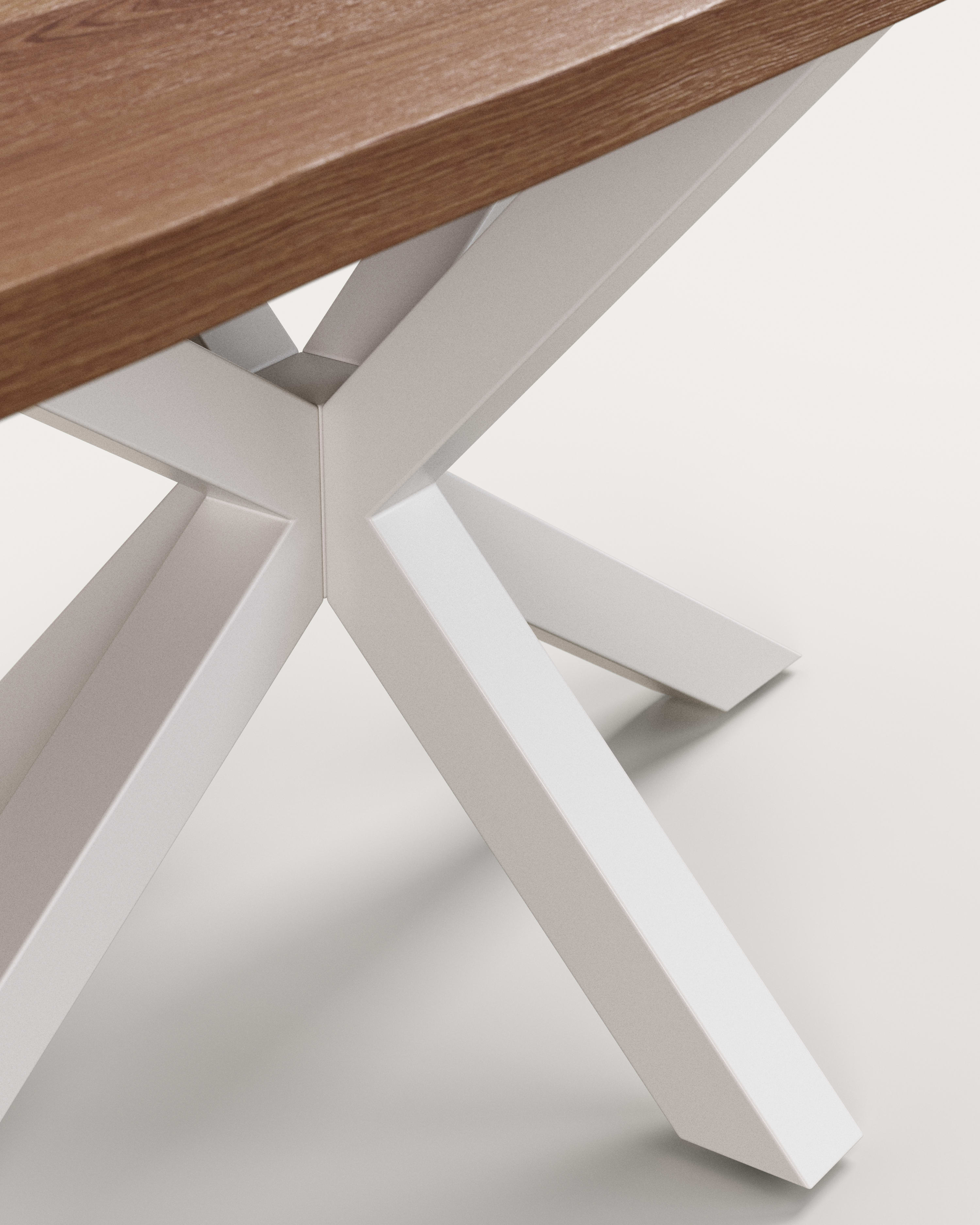 Argo table in aged oak veneer and steel legs in a white finish 160 x 90 cm - Detail