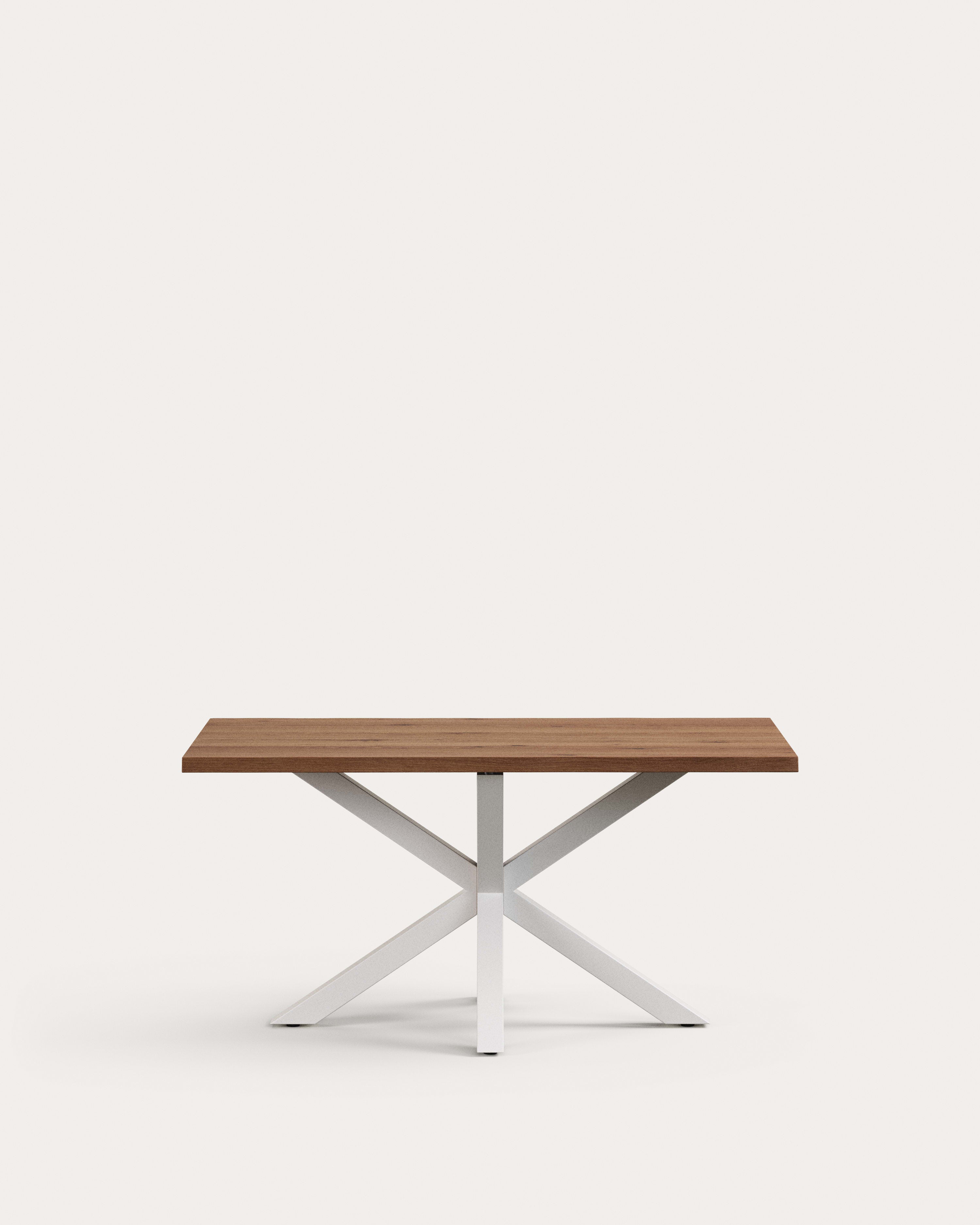Argo table in aged oak veneer and steel legs in a white finish 160 x 90 cm - Product View