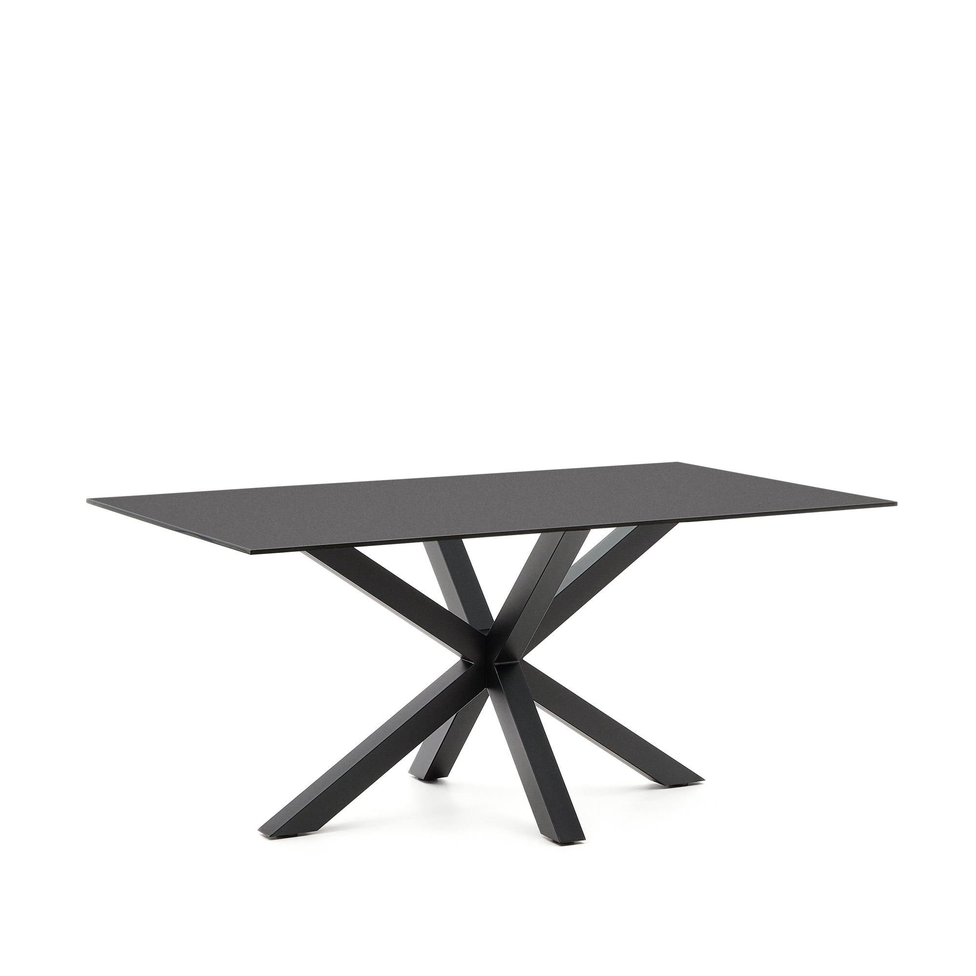 Argo asztal fekete üveggel és fekete acéllábakkal 160 x 190 cm