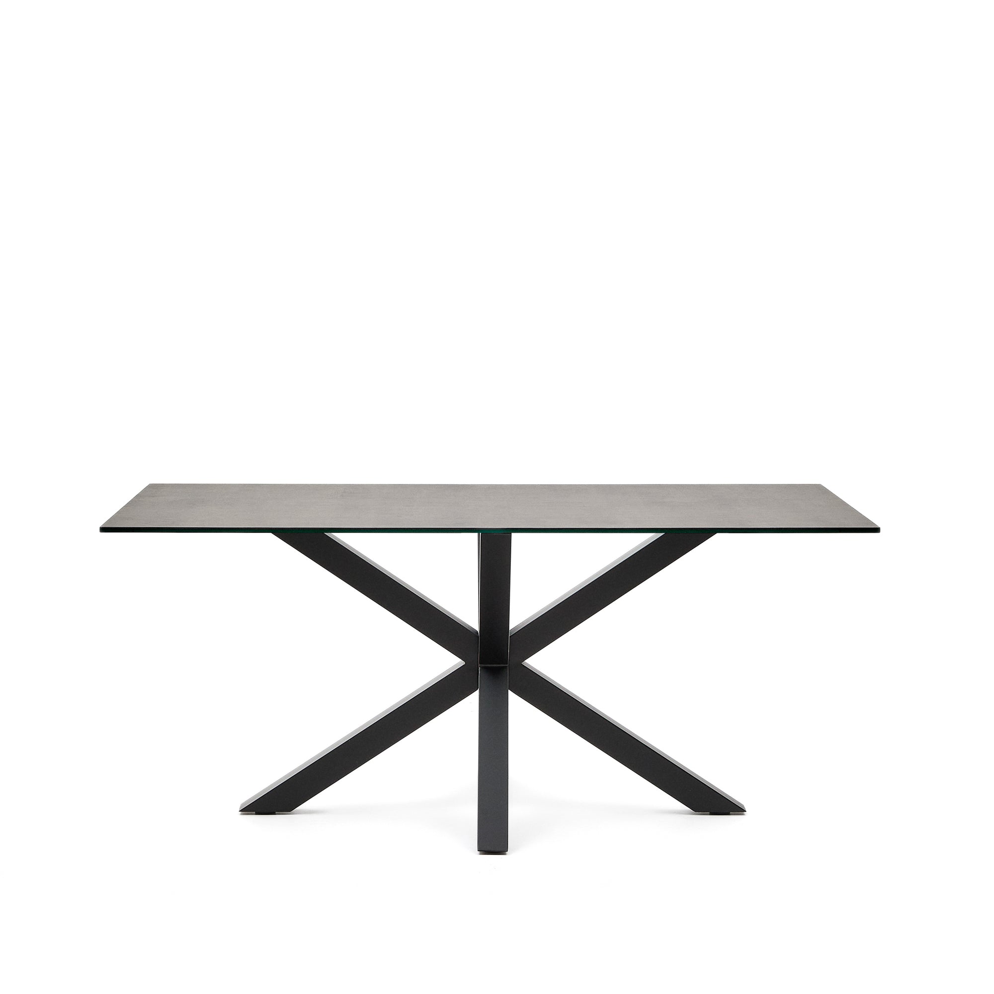 Argo table in Iron Moss porcelain and steel legs with black finish, 160 x 90 cm