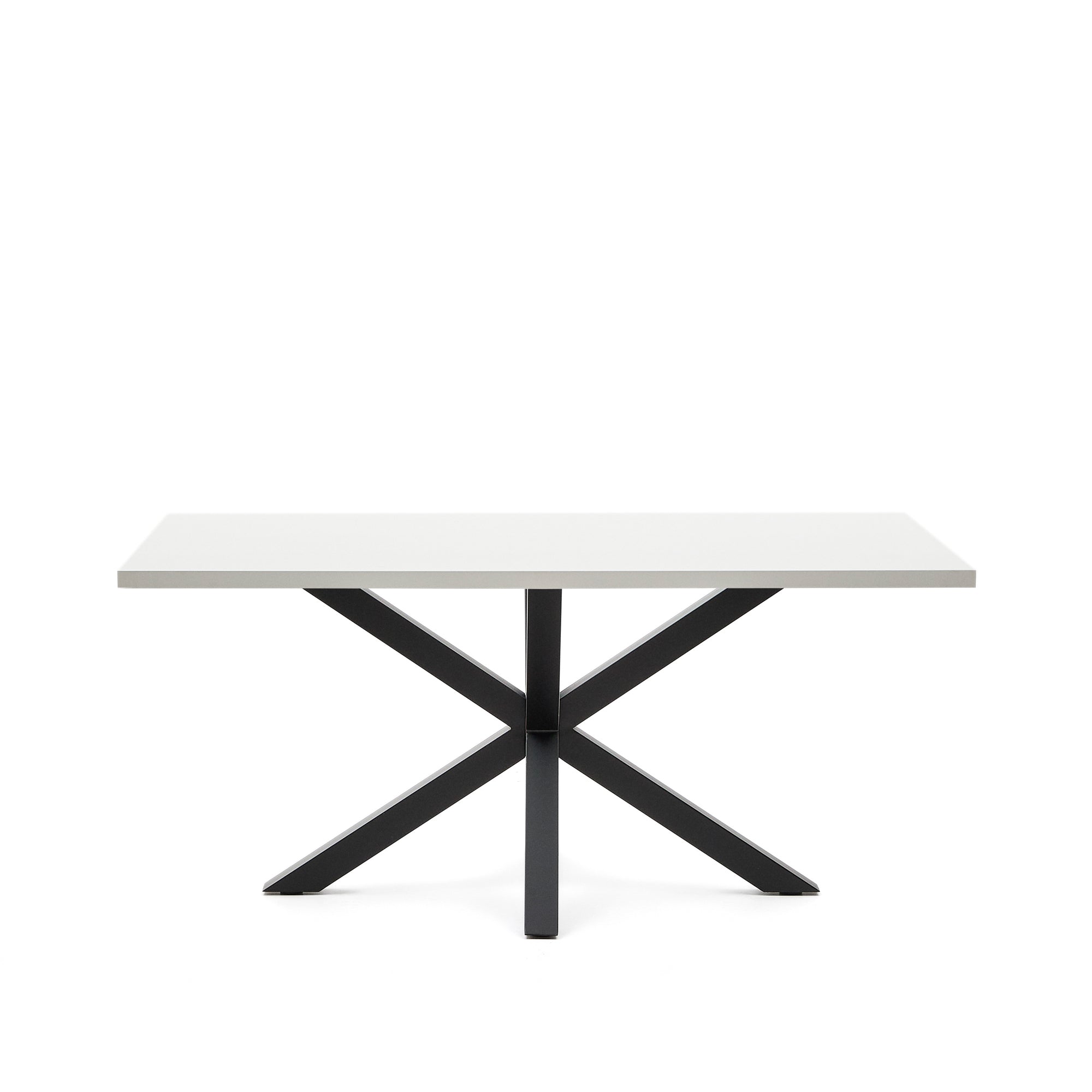 Argo table in melamine with white finish and steel legs with black finish 160 x 100 cm - Product Image