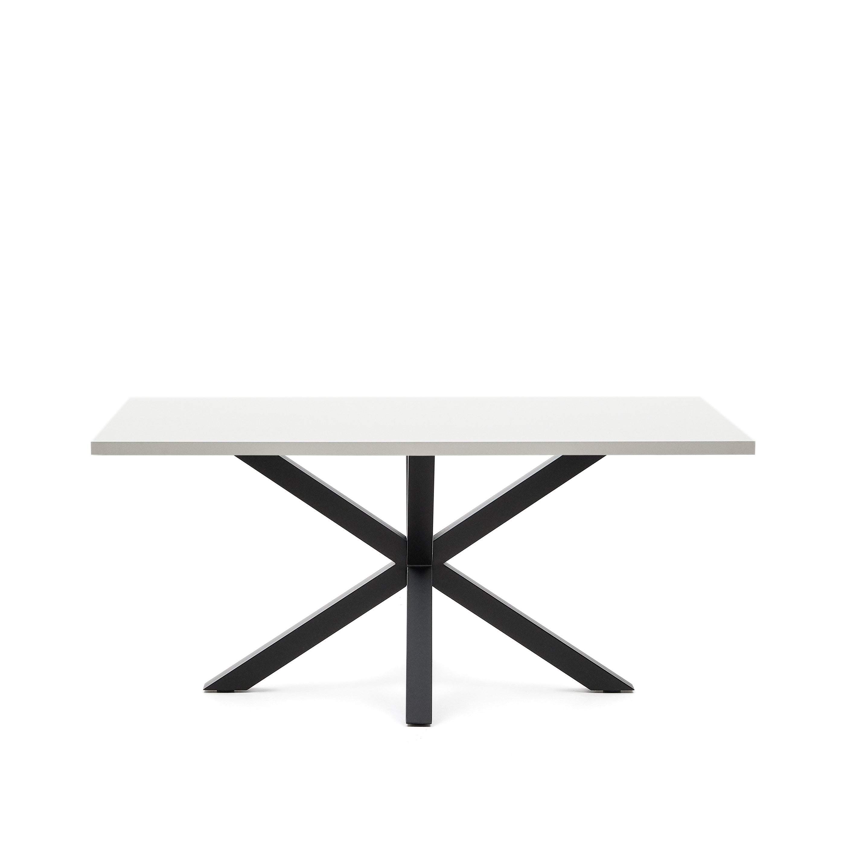 Argo table in melamine with white finish and steel legs with black finish 160 x 100 cm - Product Image
