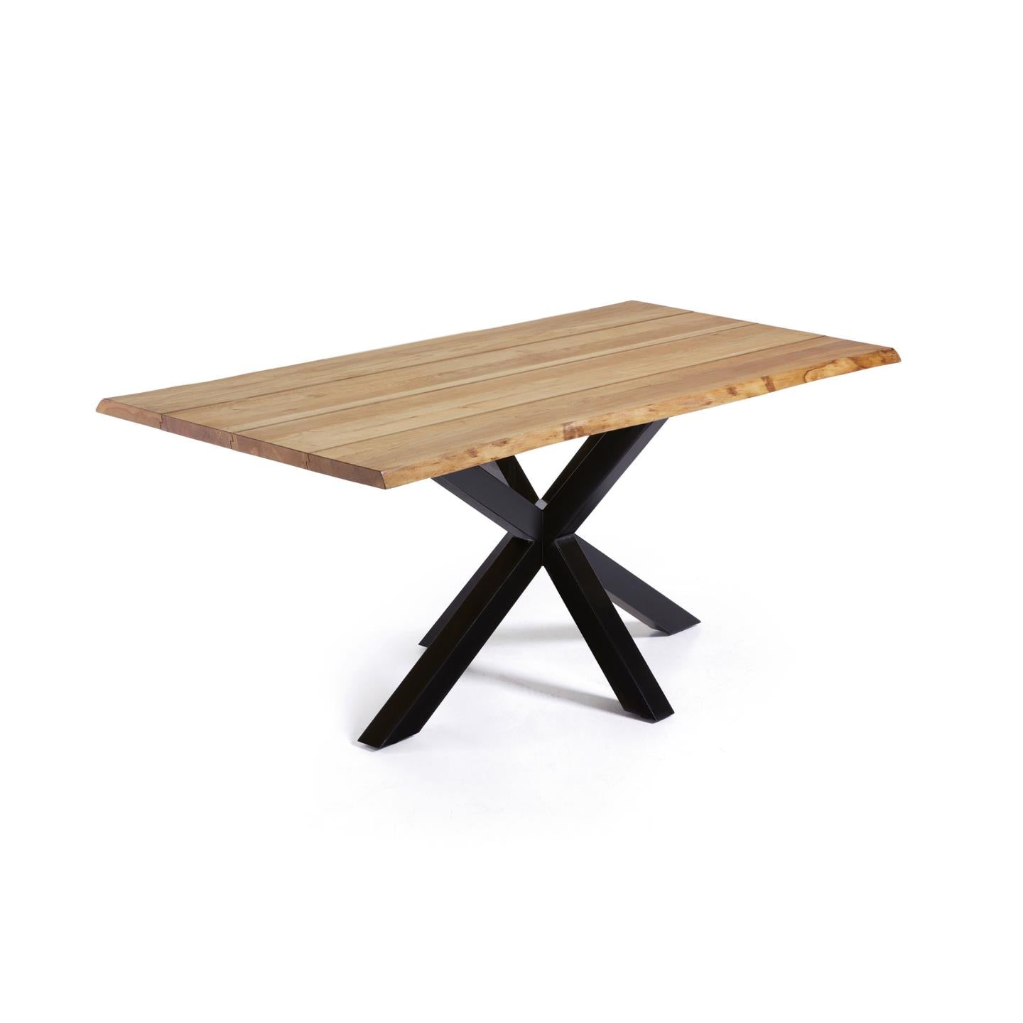 Argo oak veneer table with natural finish and steel legs with black finish 160 x 90 cm - Product Image