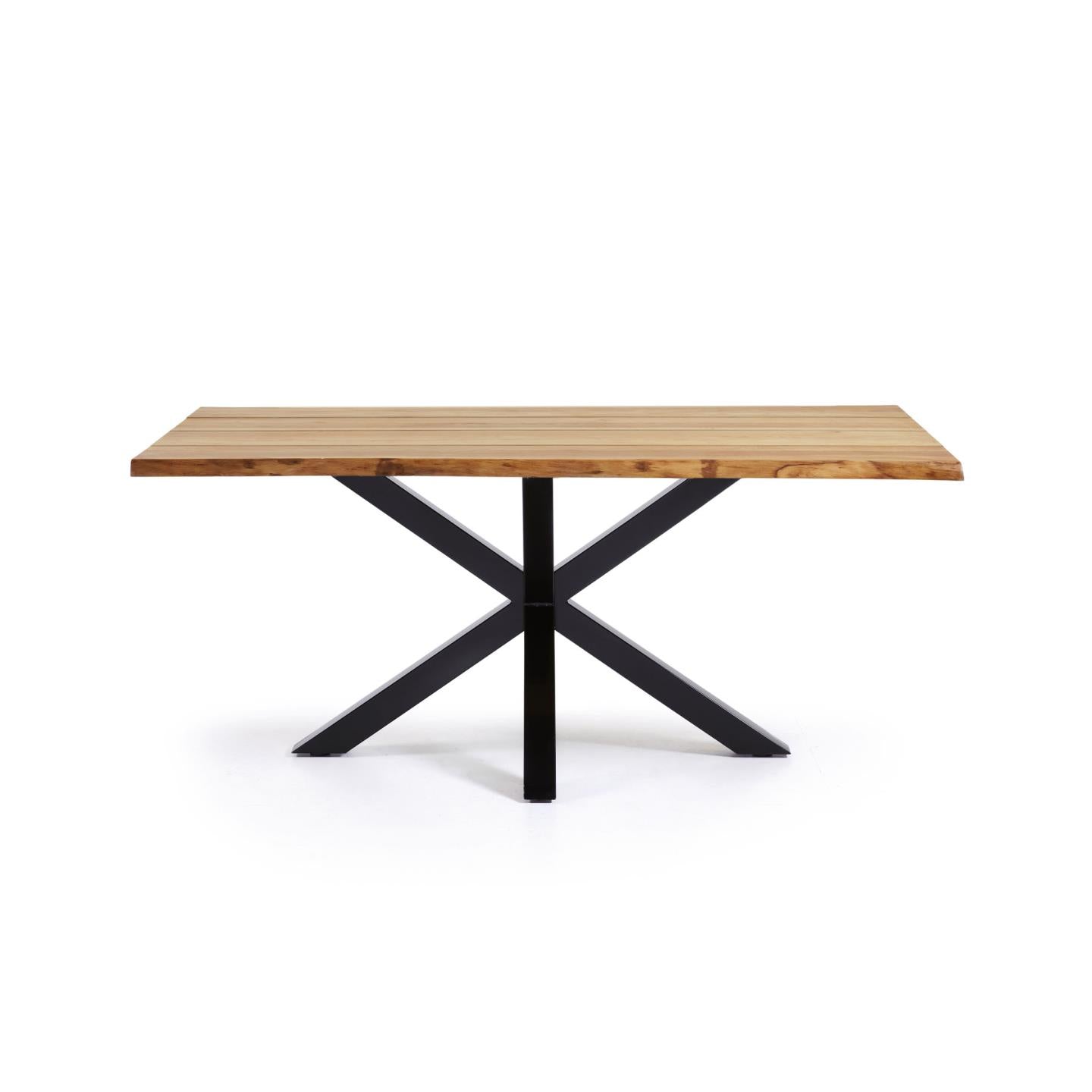Argo oak veneer table with natural finish and steel legs with black finish 160 x 90 cm - Product Image