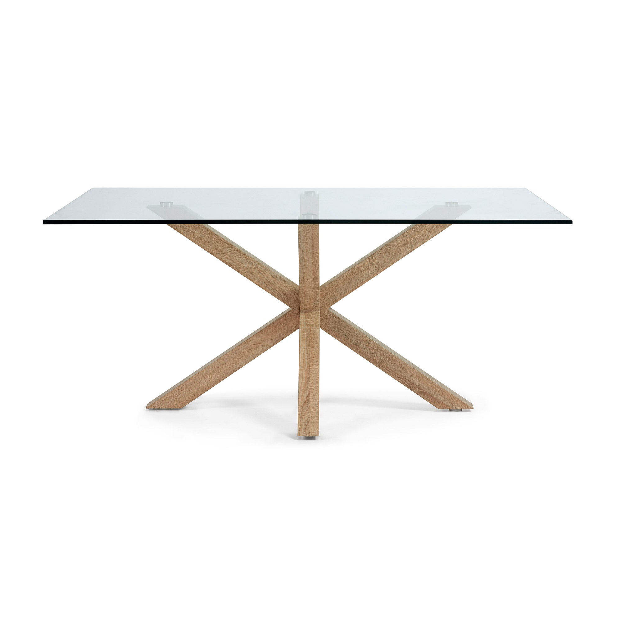 Argo glass table with steel legs with wood-effect finish 160 x 90 cm - Product Image