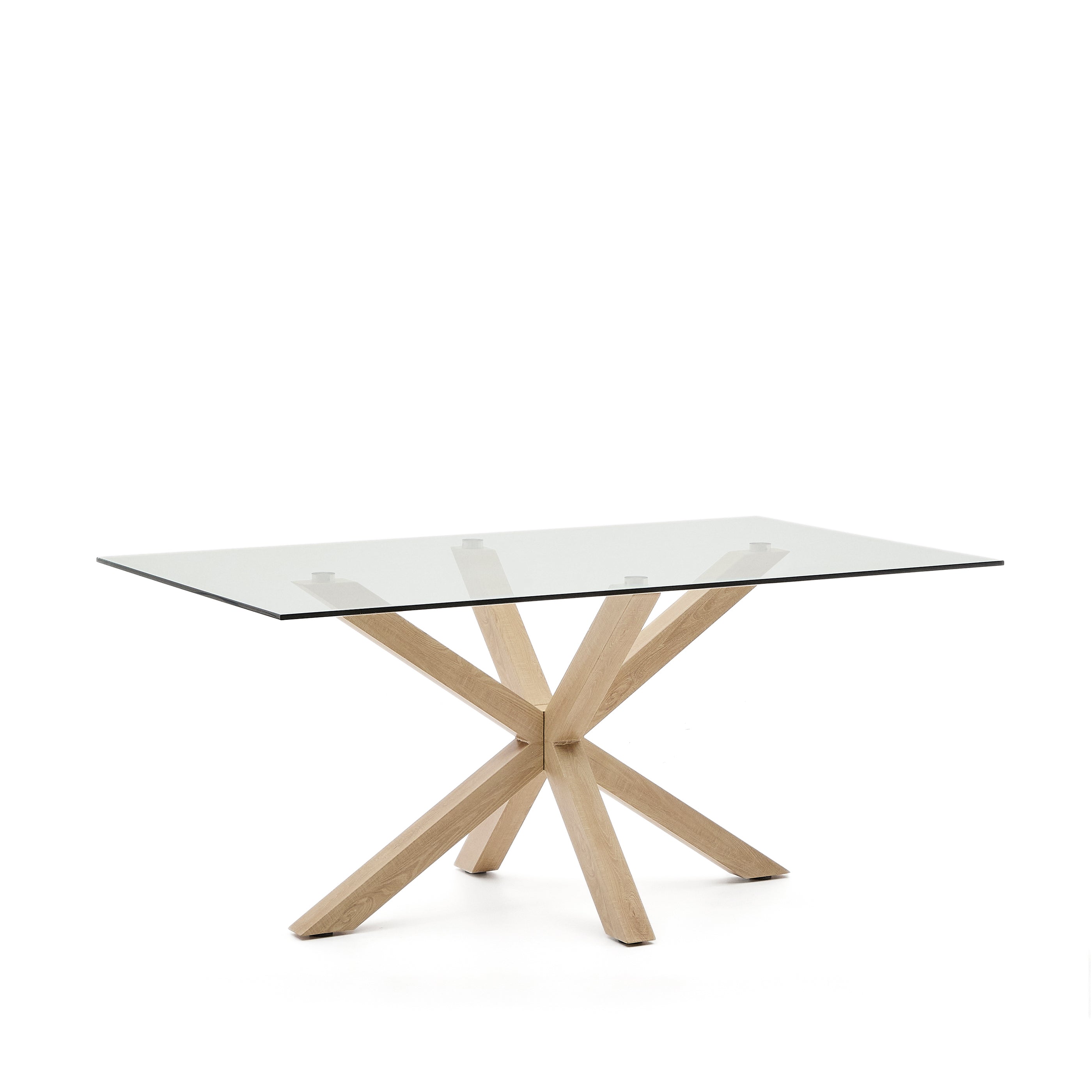 Argo glass table with steel legs with wood-effect finish 160 x 90 cm - Product Image