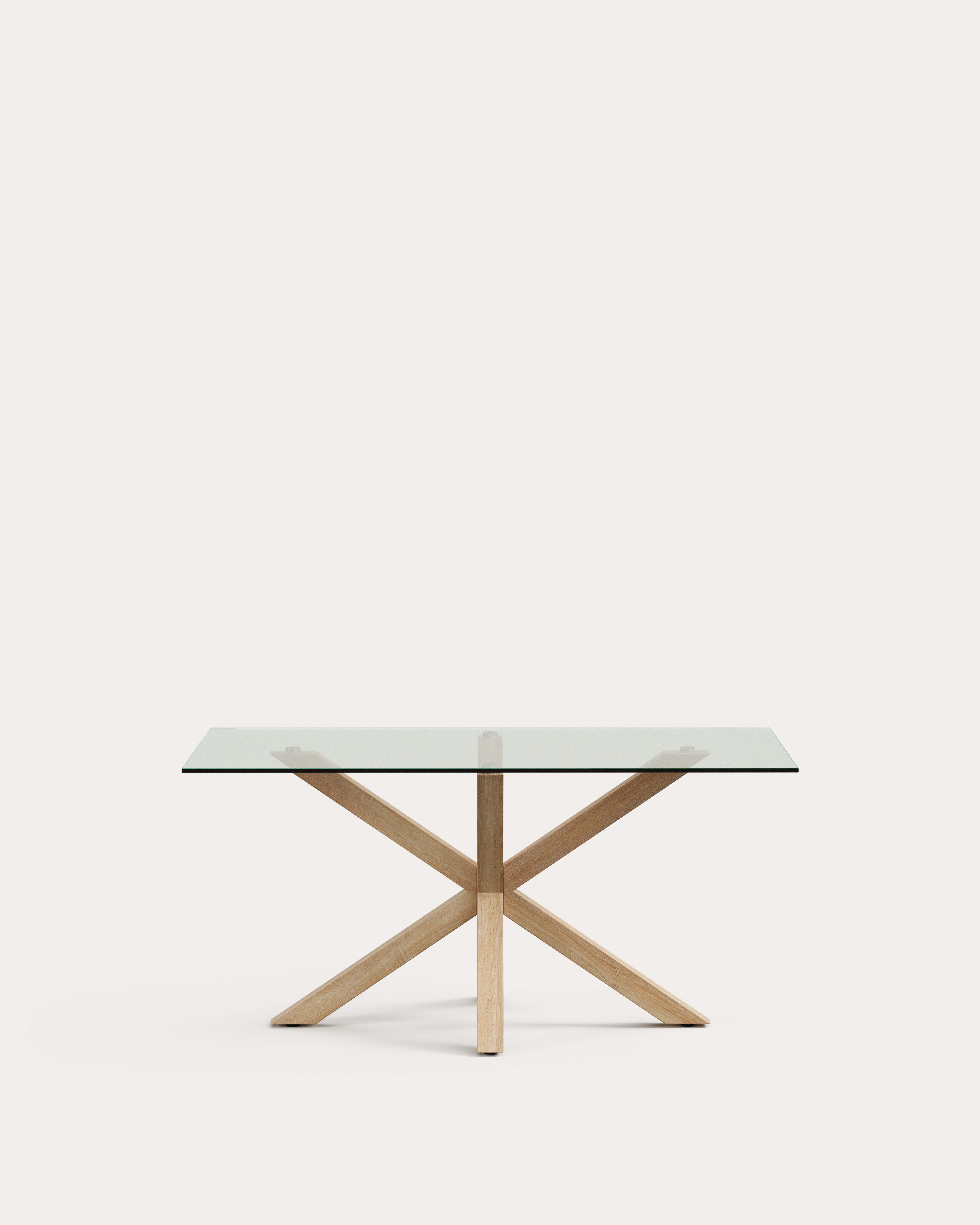 Argo glass table with steel legs with wood-effect finish 160 x 90 cm - Product View
