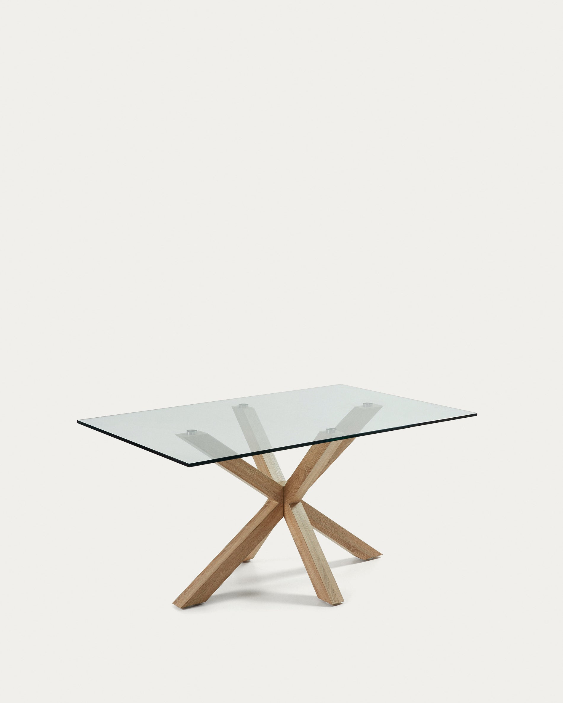 Argo glass table with steel legs with wood-effect finish 160 x 90 cm - Product View