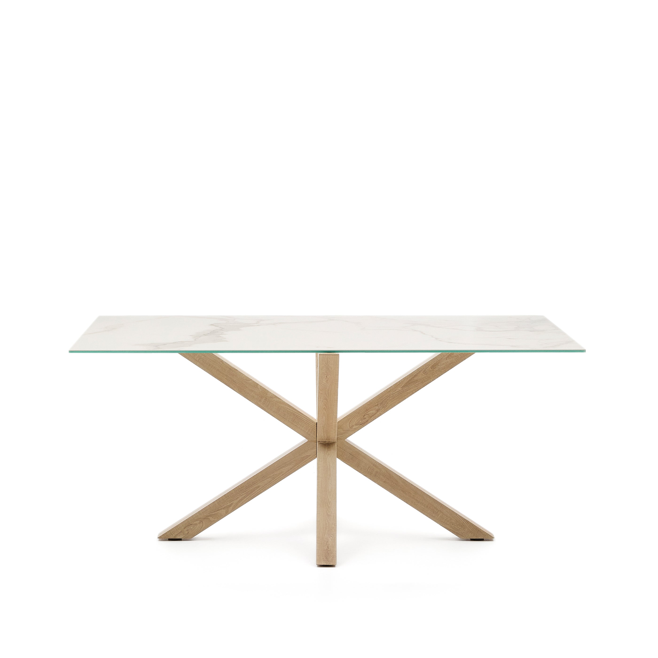 Argo porcelán asztal fehérben acél fa hatású lábakkal 160 cm