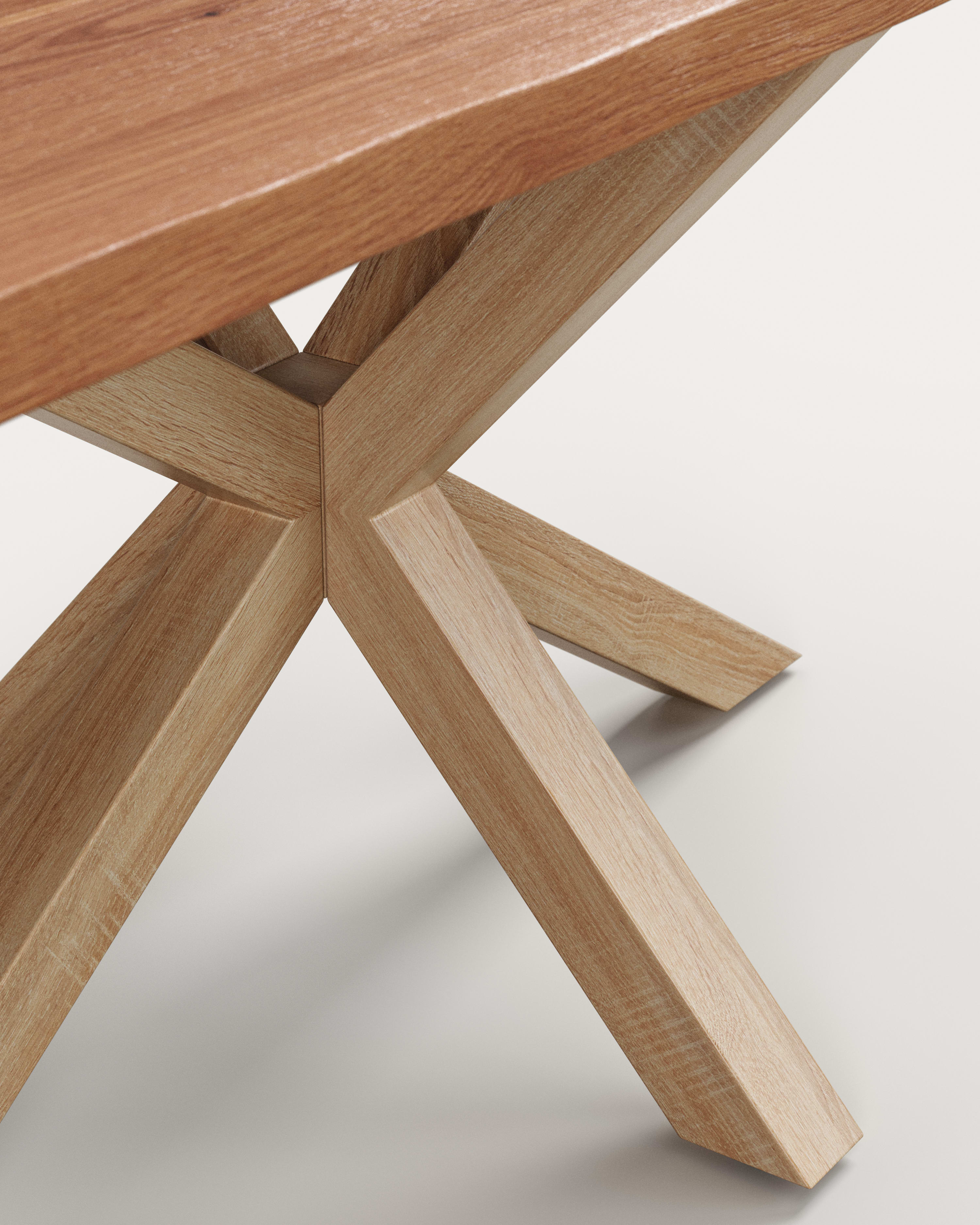 Argo table in oak veneer in a natural finish and wood-effect steel legs 160 x 90 cm - Detail