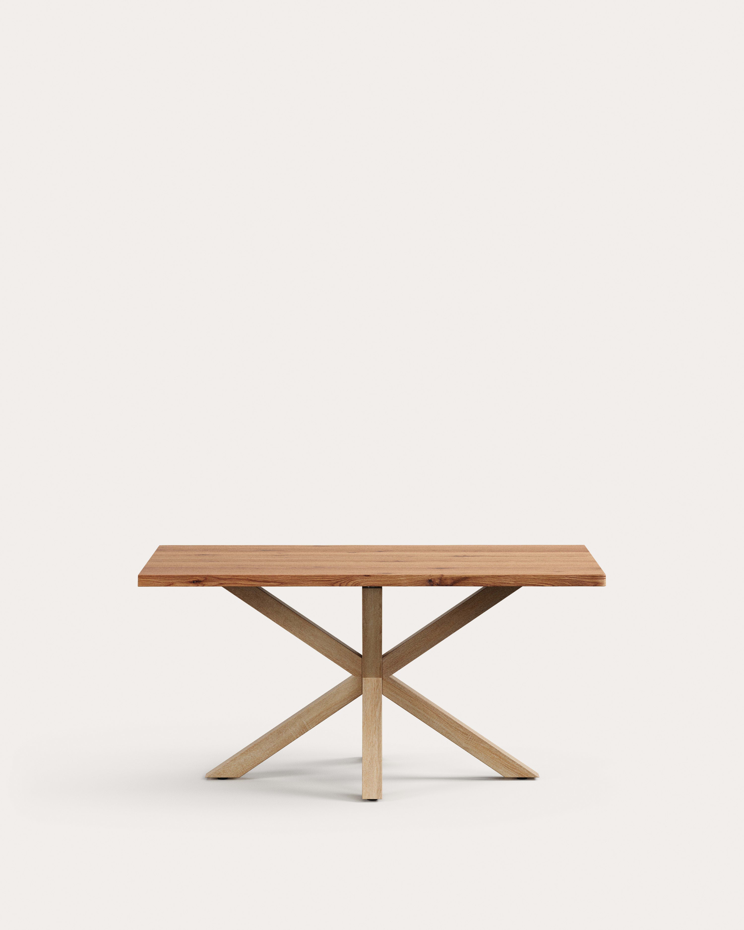 Argo table in oak veneer in a natural finish and wood-effect steel legs 160 x 90 cm - Product View