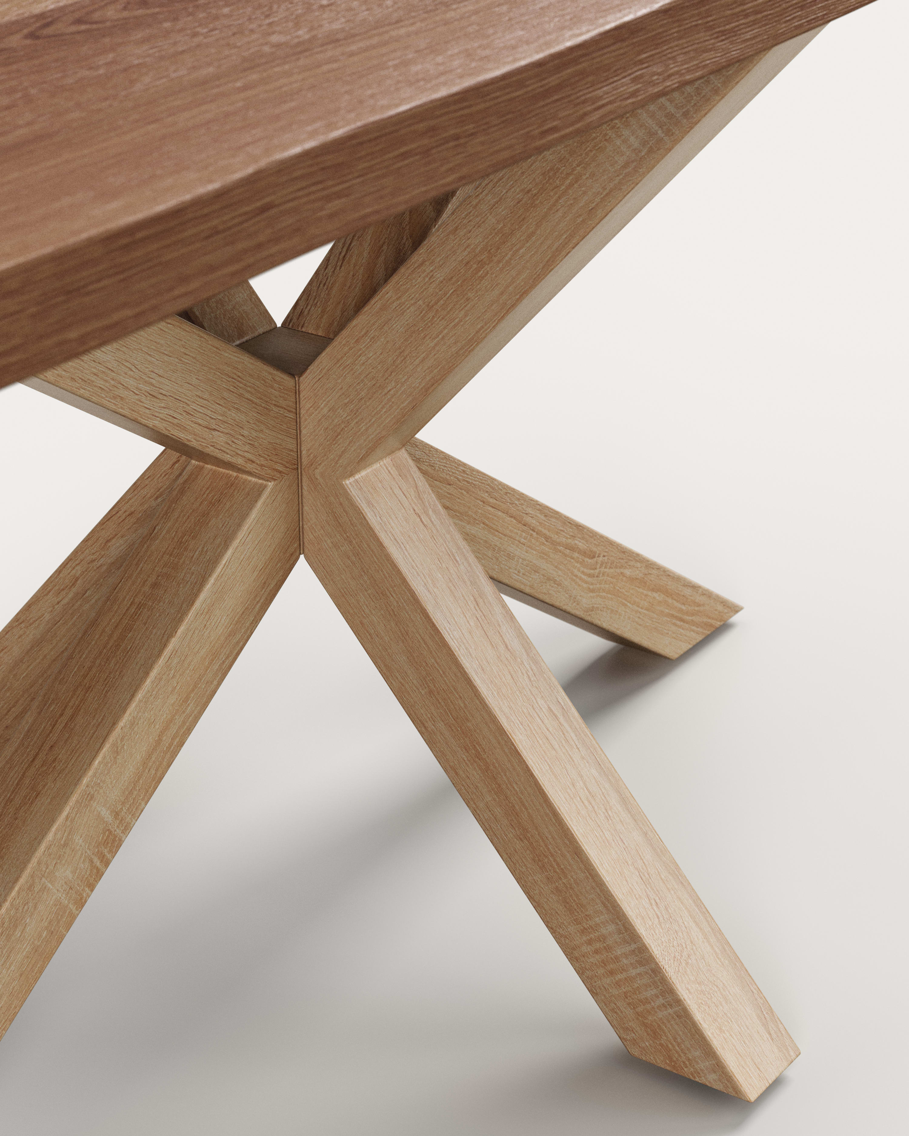Argo table in aged oak veneer and wood-effect steel legs 160 x 90 cm - Detail