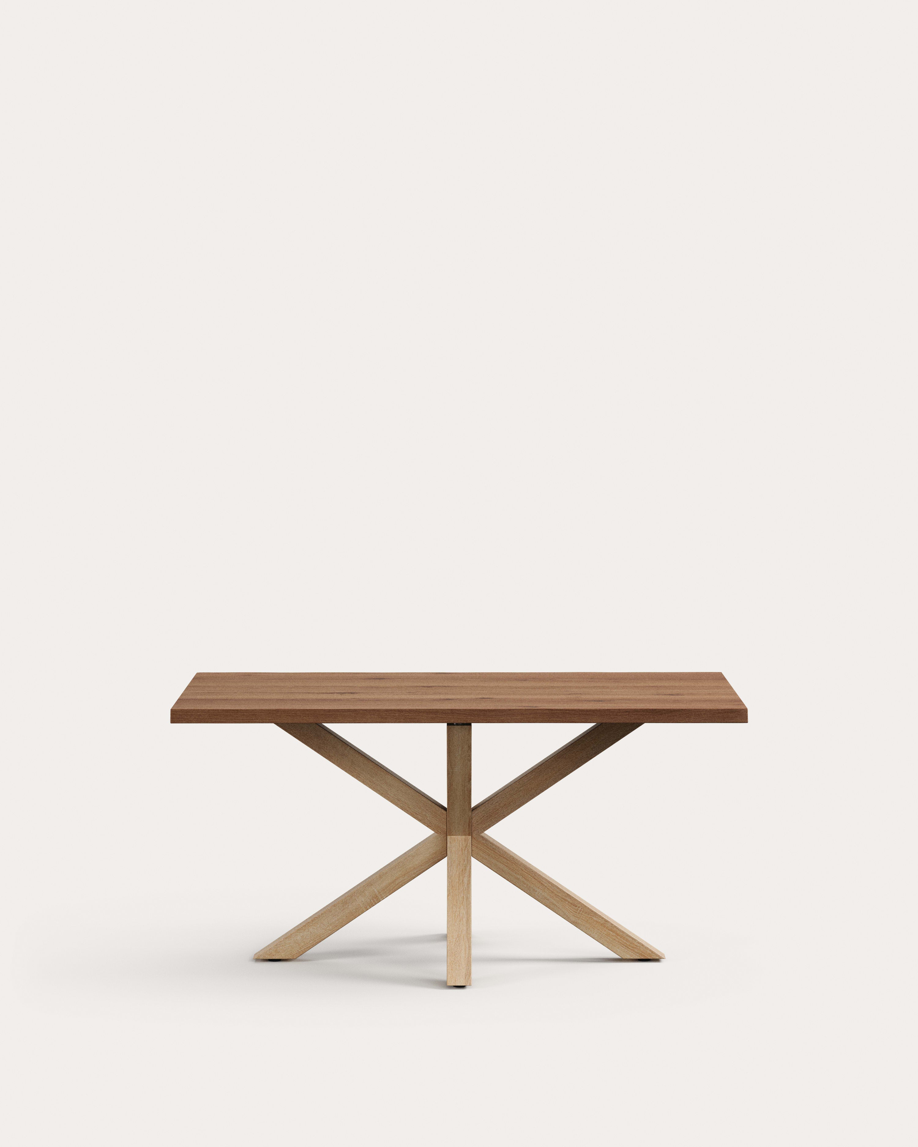 Argo table in aged oak veneer and wood-effect steel legs 160 x 90 cm - Product View