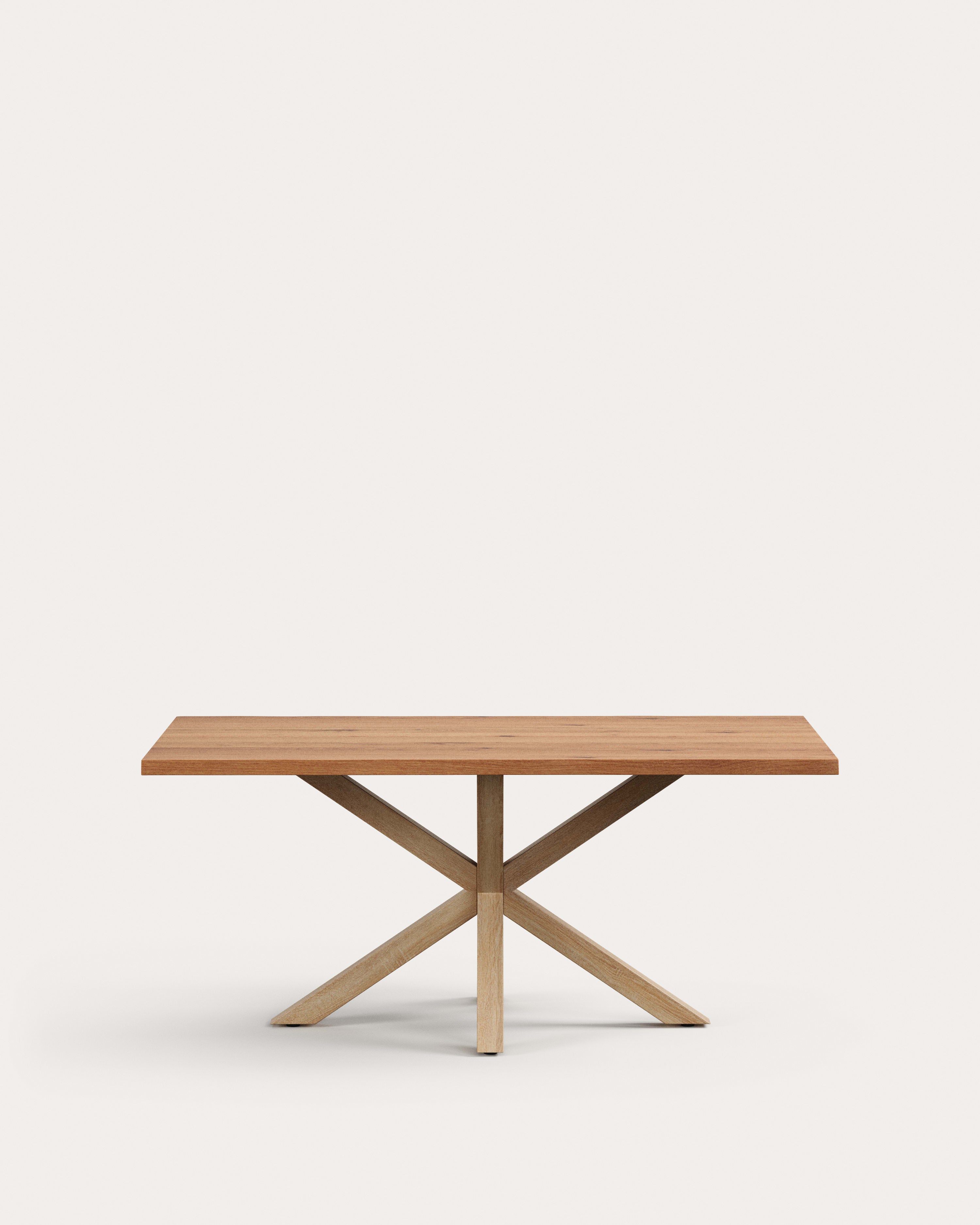 Argo table in oak veneer in a natural finish and wood-effect steel legs 180 x 100 cm - Product View