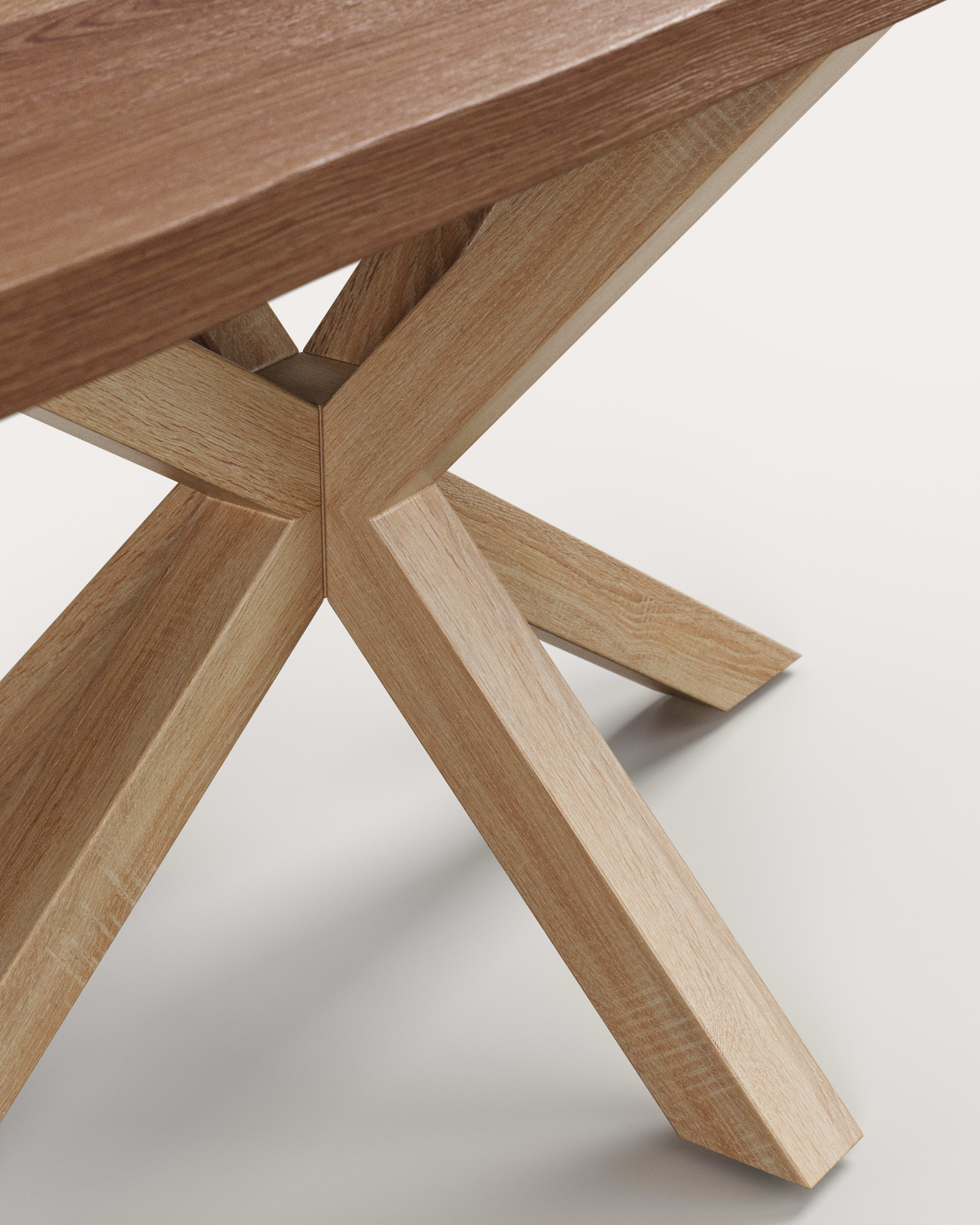 Argo table in aged oak veneer and wood-effect steel legs 180 x 100 cm - Detail