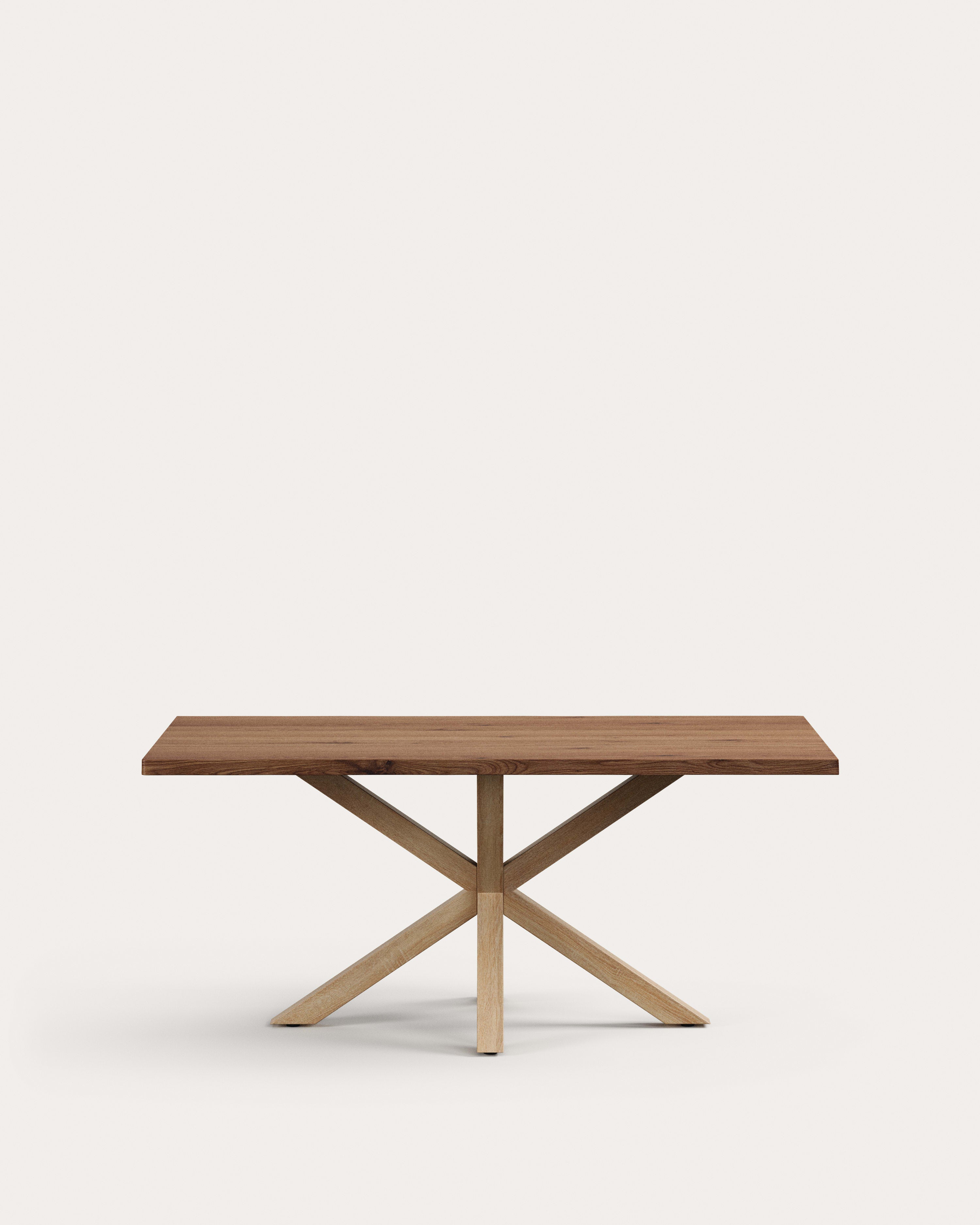 Argo table in aged oak veneer and wood-effect steel legs 180 x 100 cm - Product View