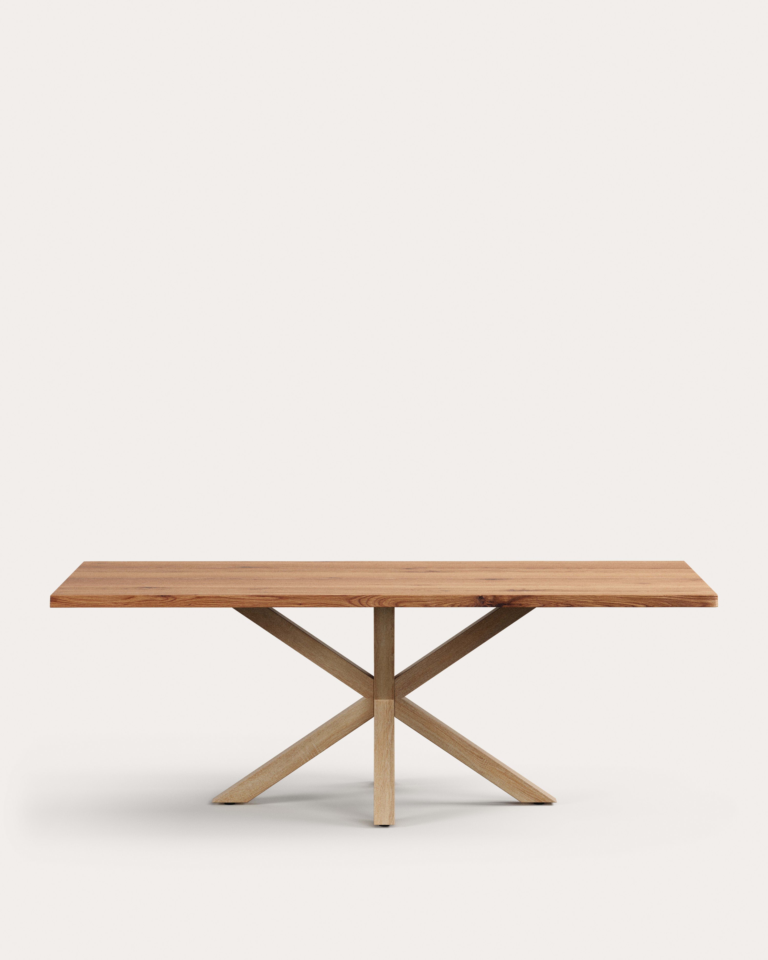 Argo table in oak veneer in a natural finish and wood-effect steel legs 220 x 100 cm - Product View
