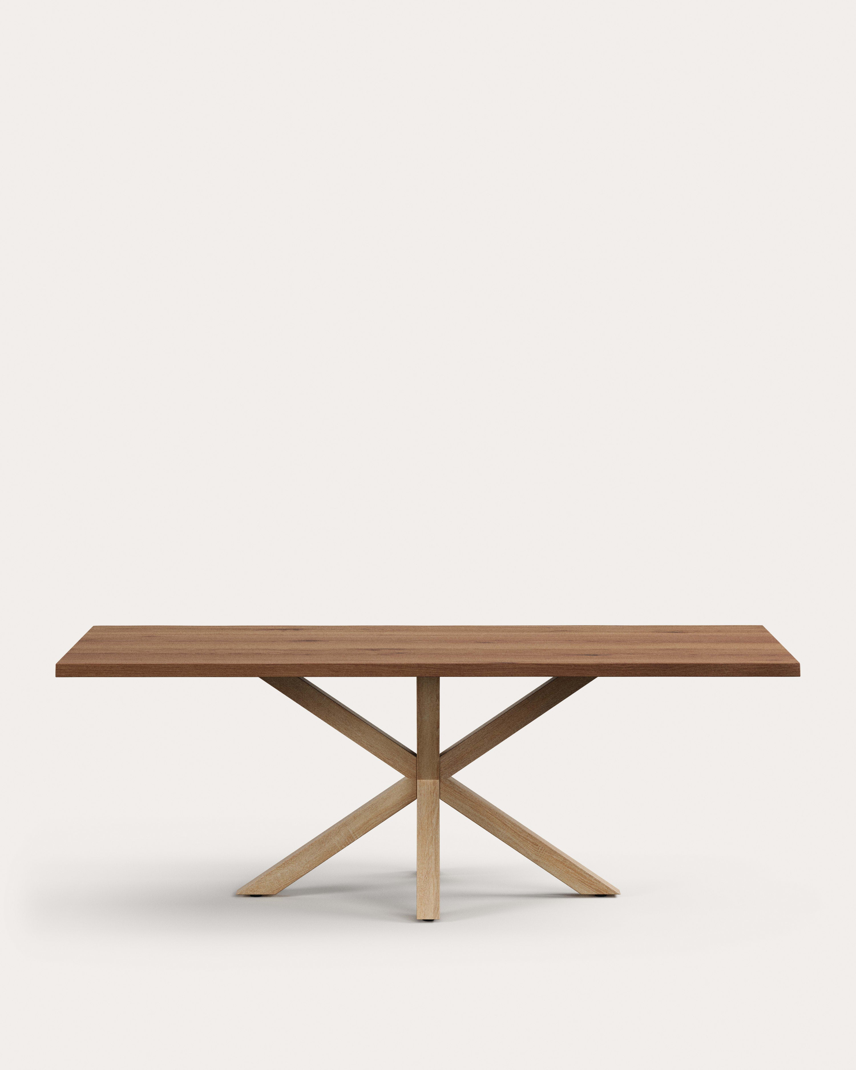 Argo table in aged oak veneer and wood-effect steel legs 220 x 100 cm - Product View