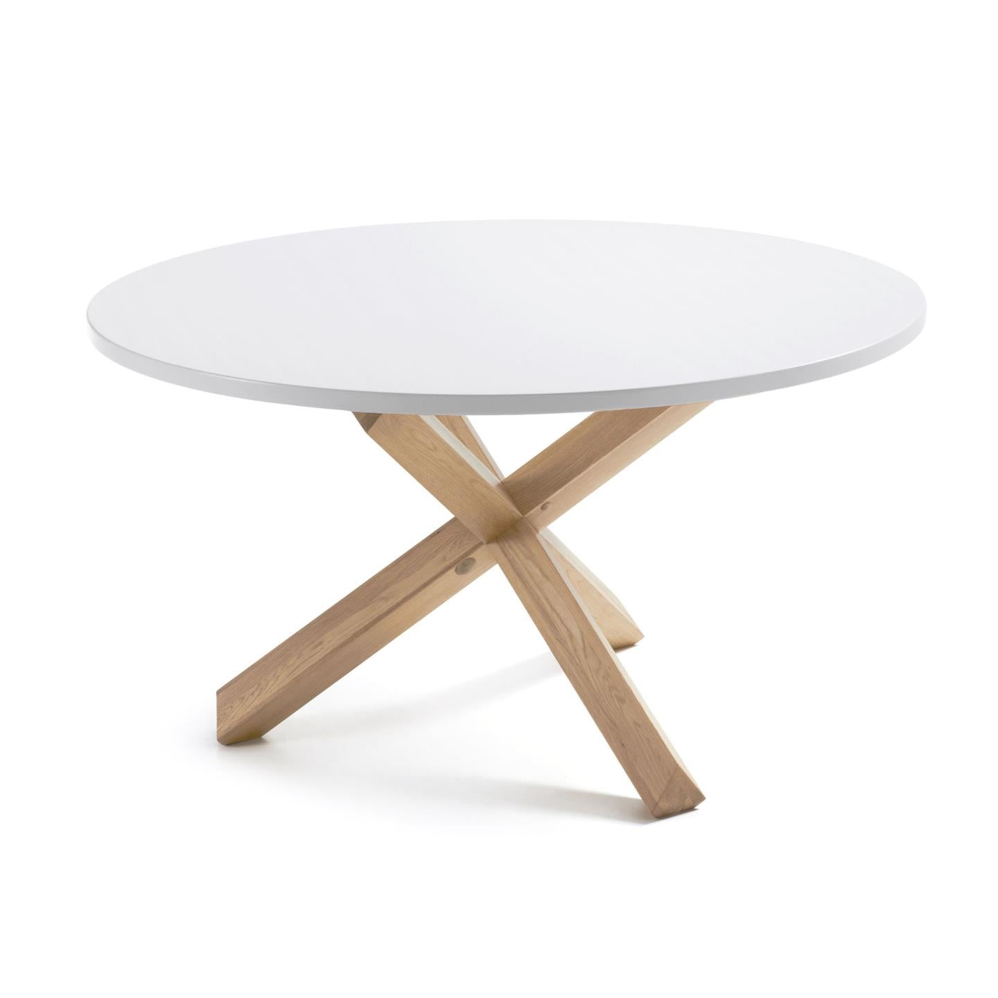 Lotus table in white with solid oak legs, Ø 120 cm - Product Image